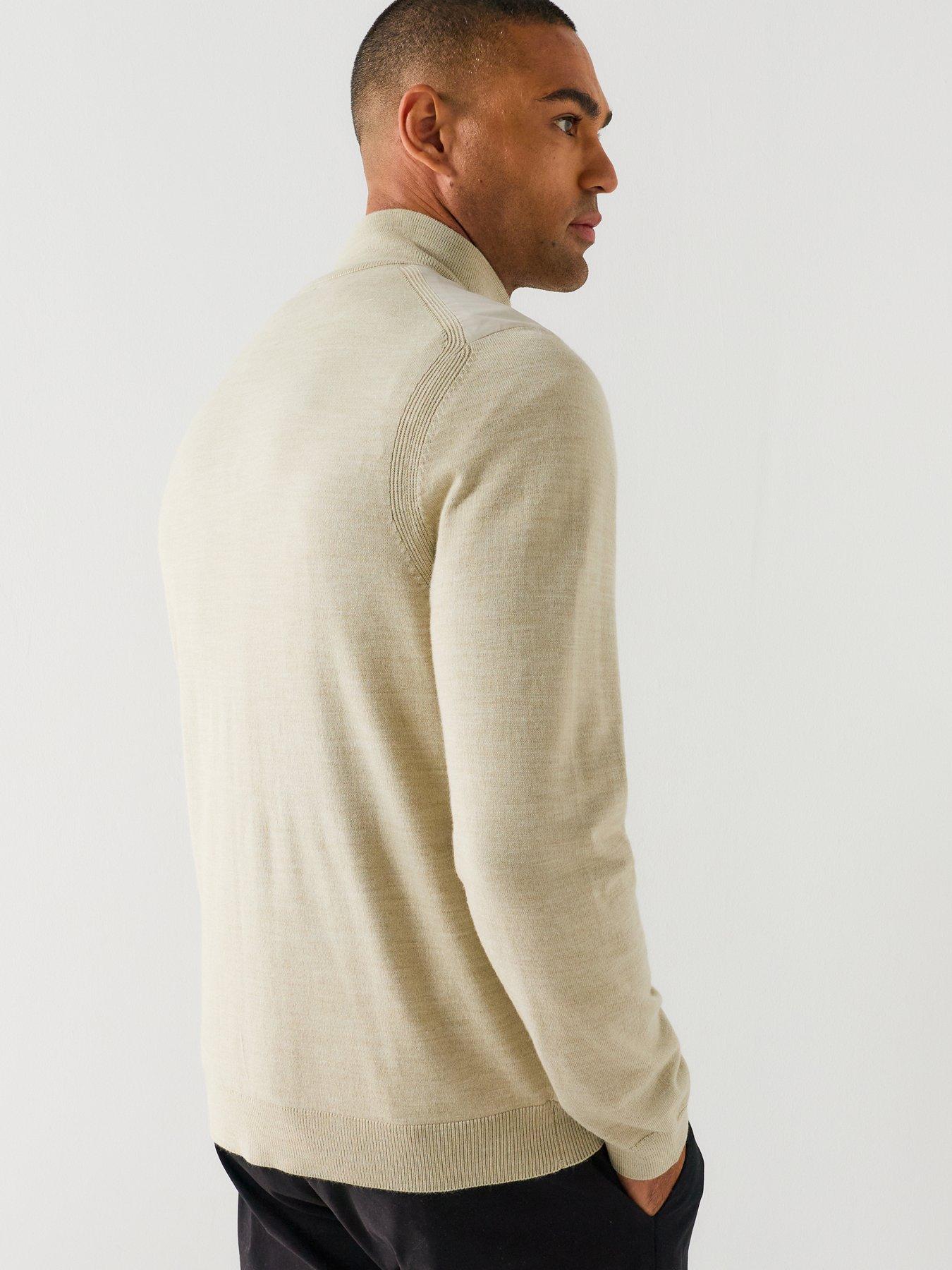 Image 2 of 4 of BOSS Boss Kn_momentum-x Knitted Hybrid Jacket - Off White