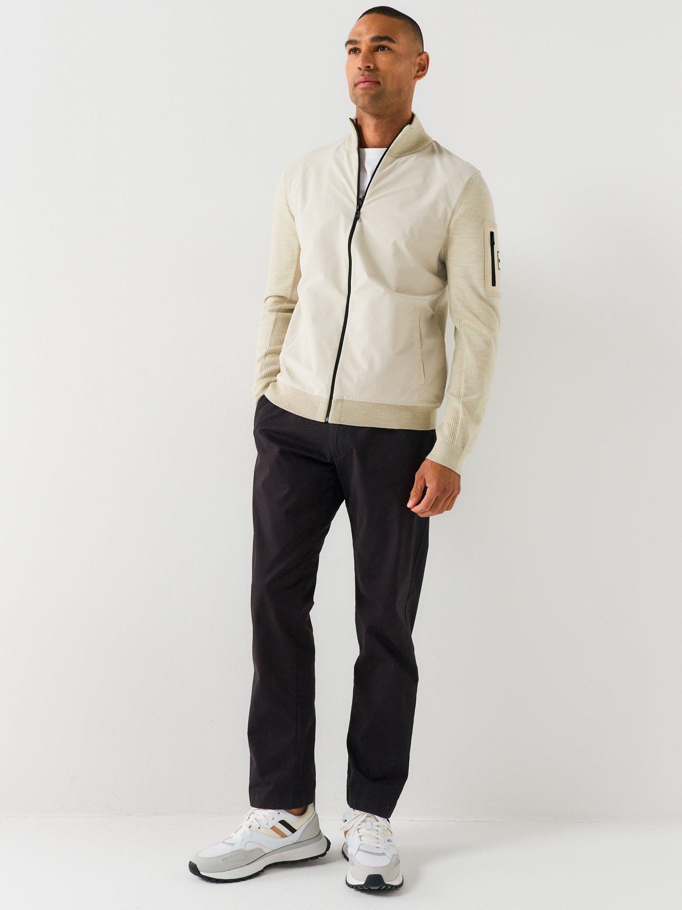 Image 3 of 4 of BOSS Boss Kn_momentum-x Knitted Hybrid Jacket - Off White