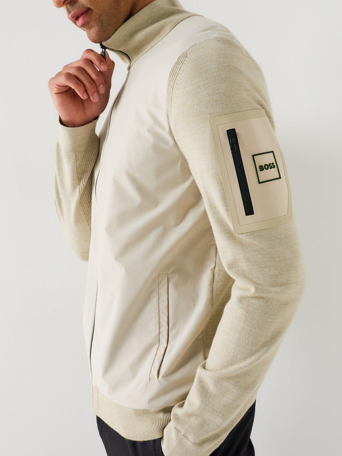 Image 4 of 4 of BOSS Boss Kn_momentum-x Knitted Hybrid Jacket - Off White