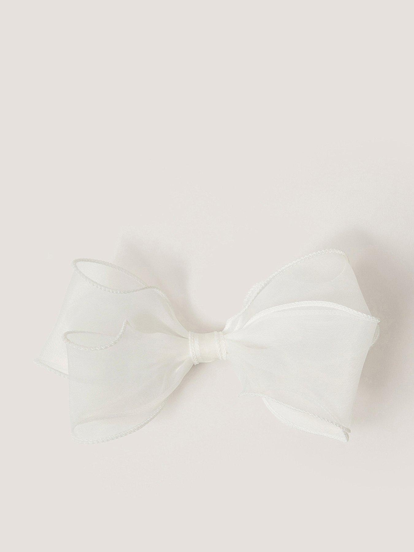 Monsoon Girls Organza Large Bow Clip - Light Cream