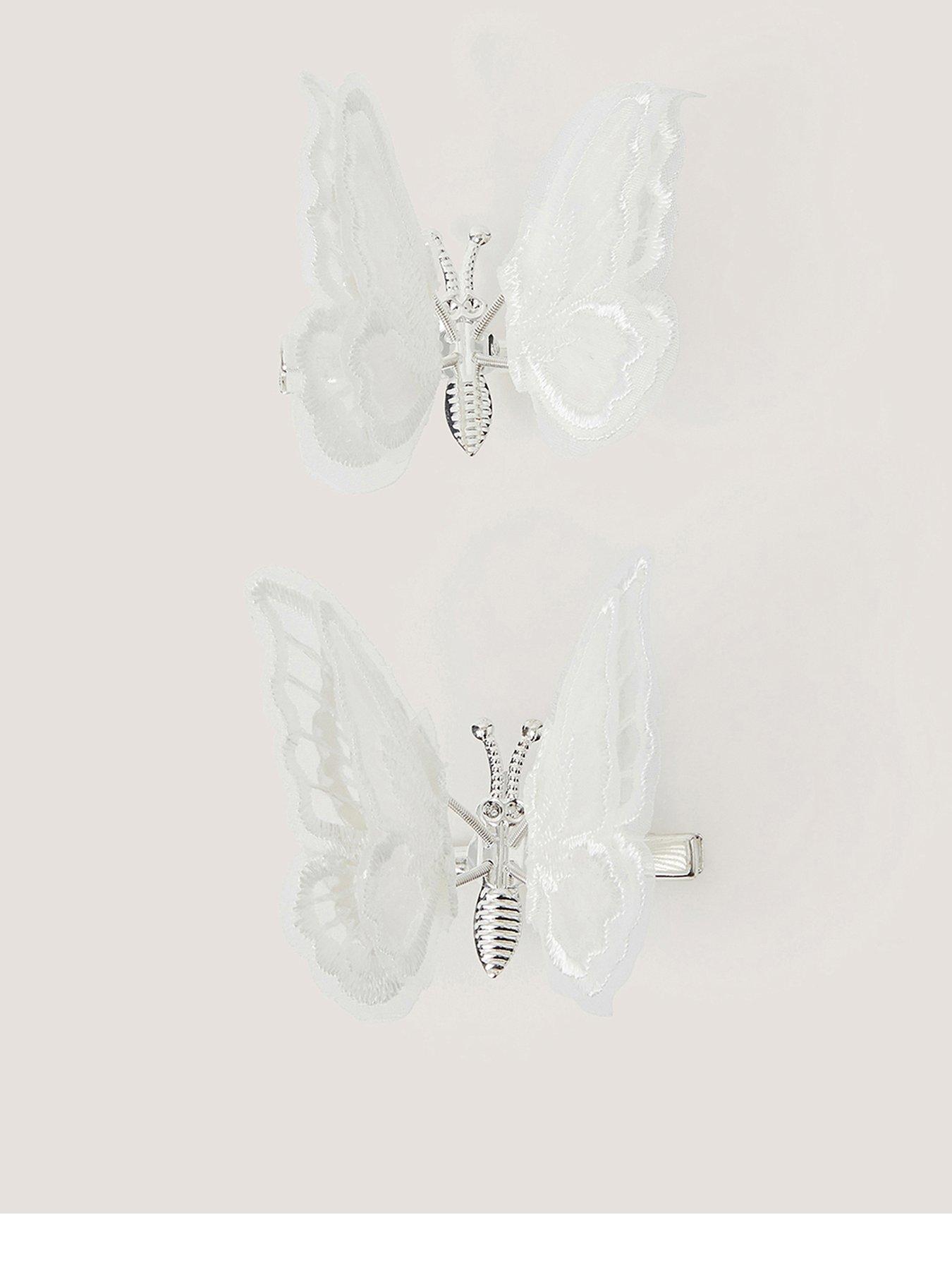 Monsoon Girls 2 Pack Bridesmaid Spring Butterfly Clips - Light Cream