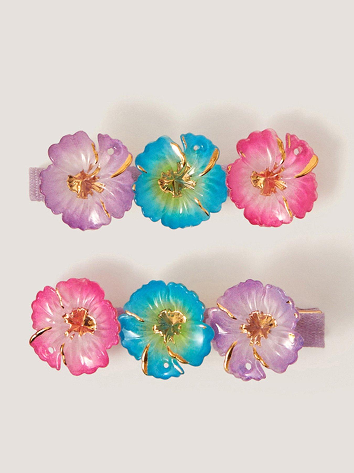 Image 1 of 2 of Monsoon Girls 2 Pack Tropical Flower Clips - Multi