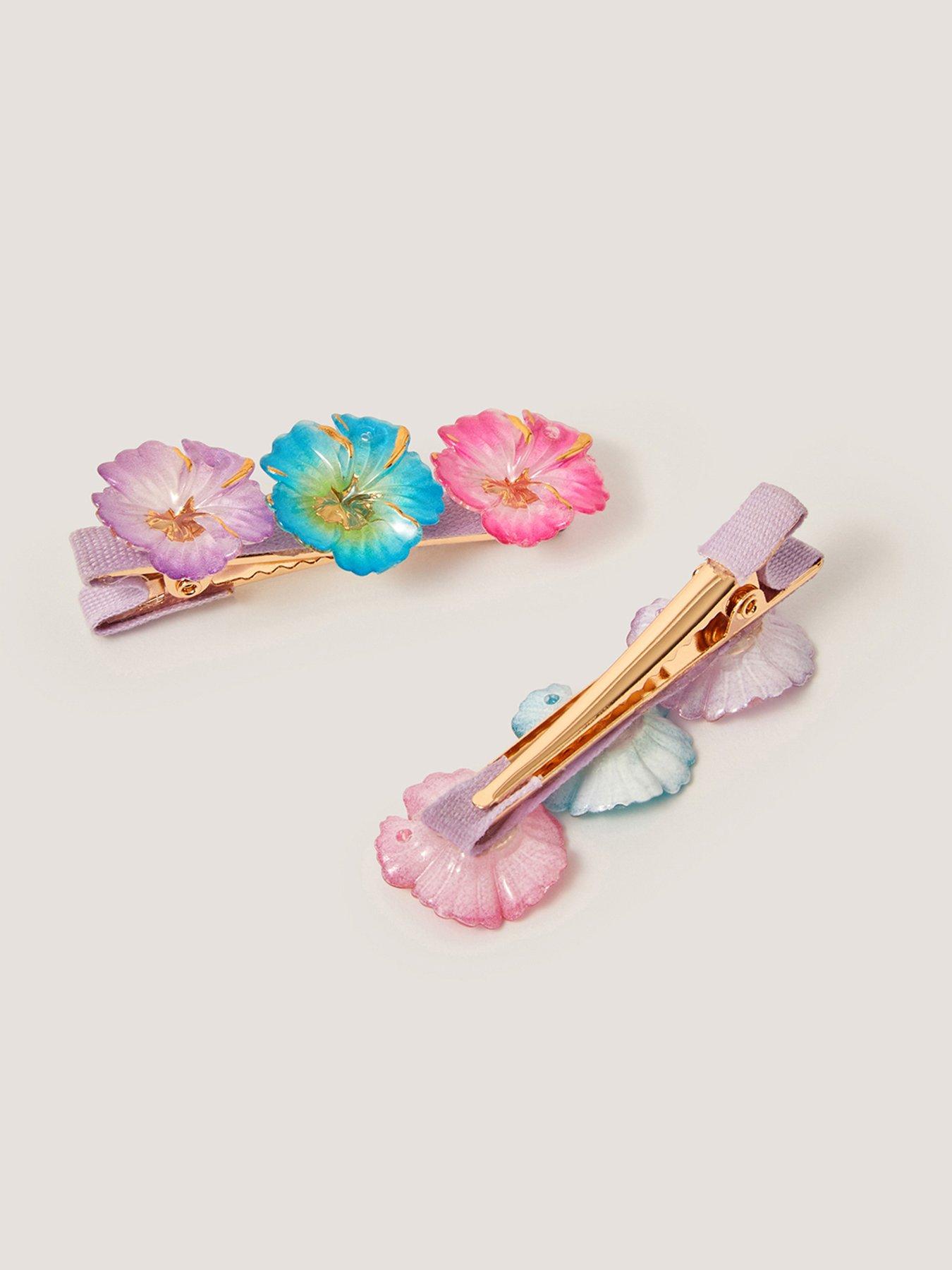 Image 2 of 2 of Monsoon Girls 2 Pack Tropical Flower Clips - Multi