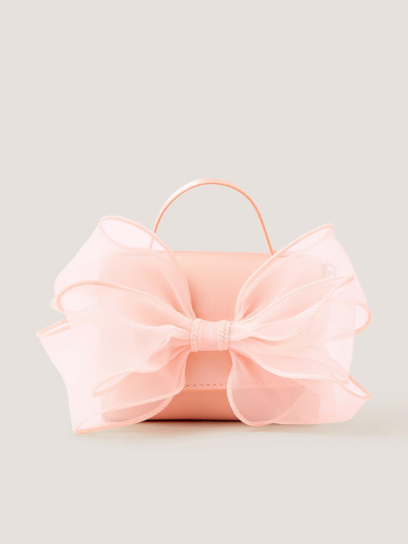 Image 1 of 4 of Monsoon Girls Bridesmaid Organza Bow Bag - Pink