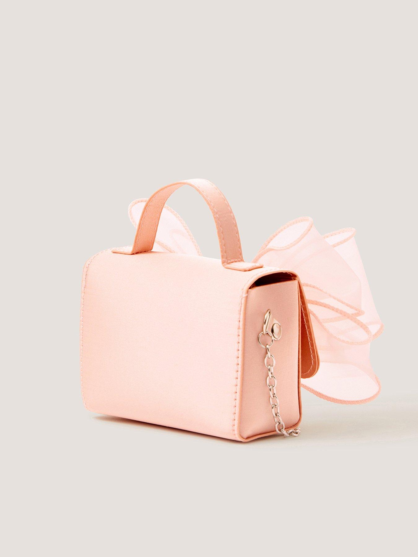 Image 2 of 4 of Monsoon Girls Bridesmaid Organza Bow Bag - Pink