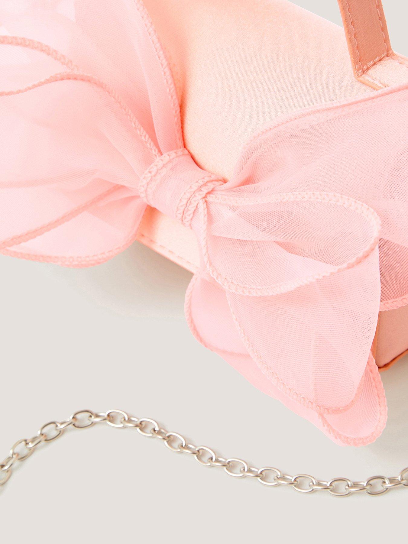 Image 3 of 4 of Monsoon Girls Bridesmaid Organza Bow Bag - Pink