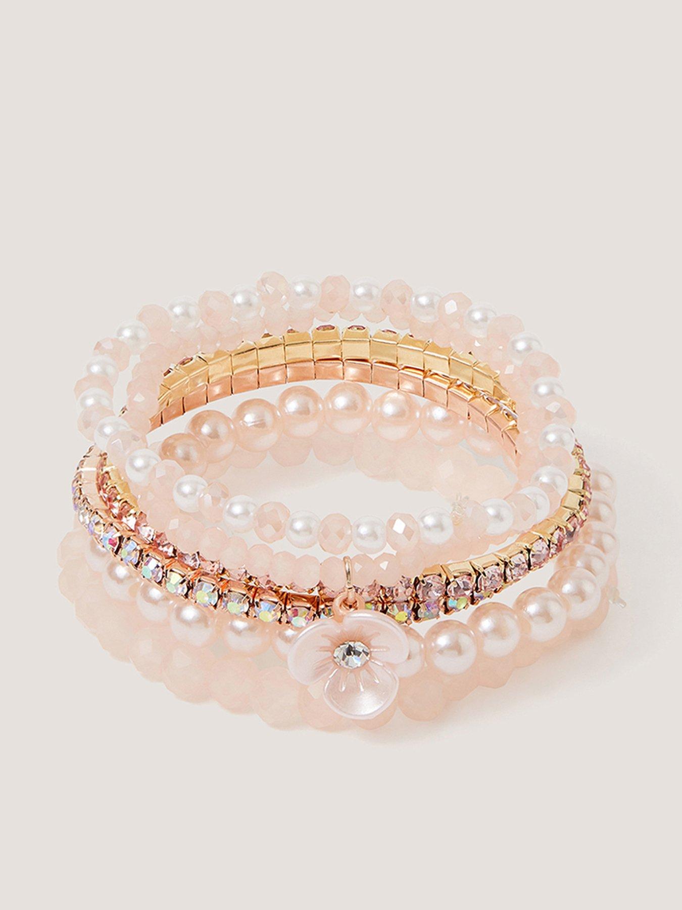Image 1 of 2 of Monsoon Girls 6 Pack Flower Bracelets - Pink