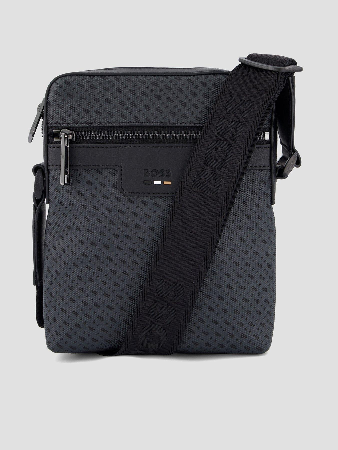 BOSS Ray Ns Zip Monogram Crossbody Bag - Black