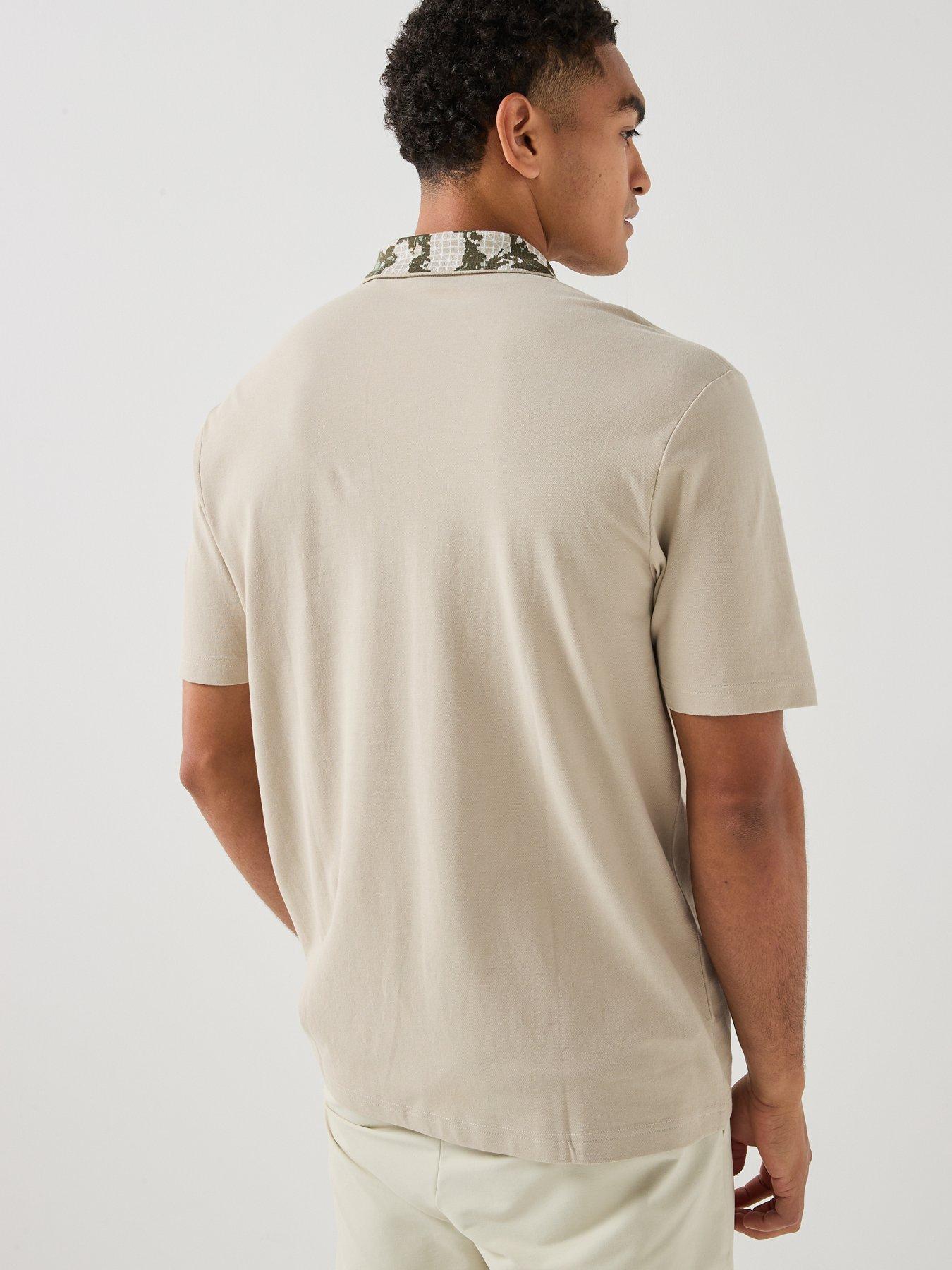 Image 2 of 6 of BOSS Pe_Barb Botanical Collar Polo Shirt - Light Beige