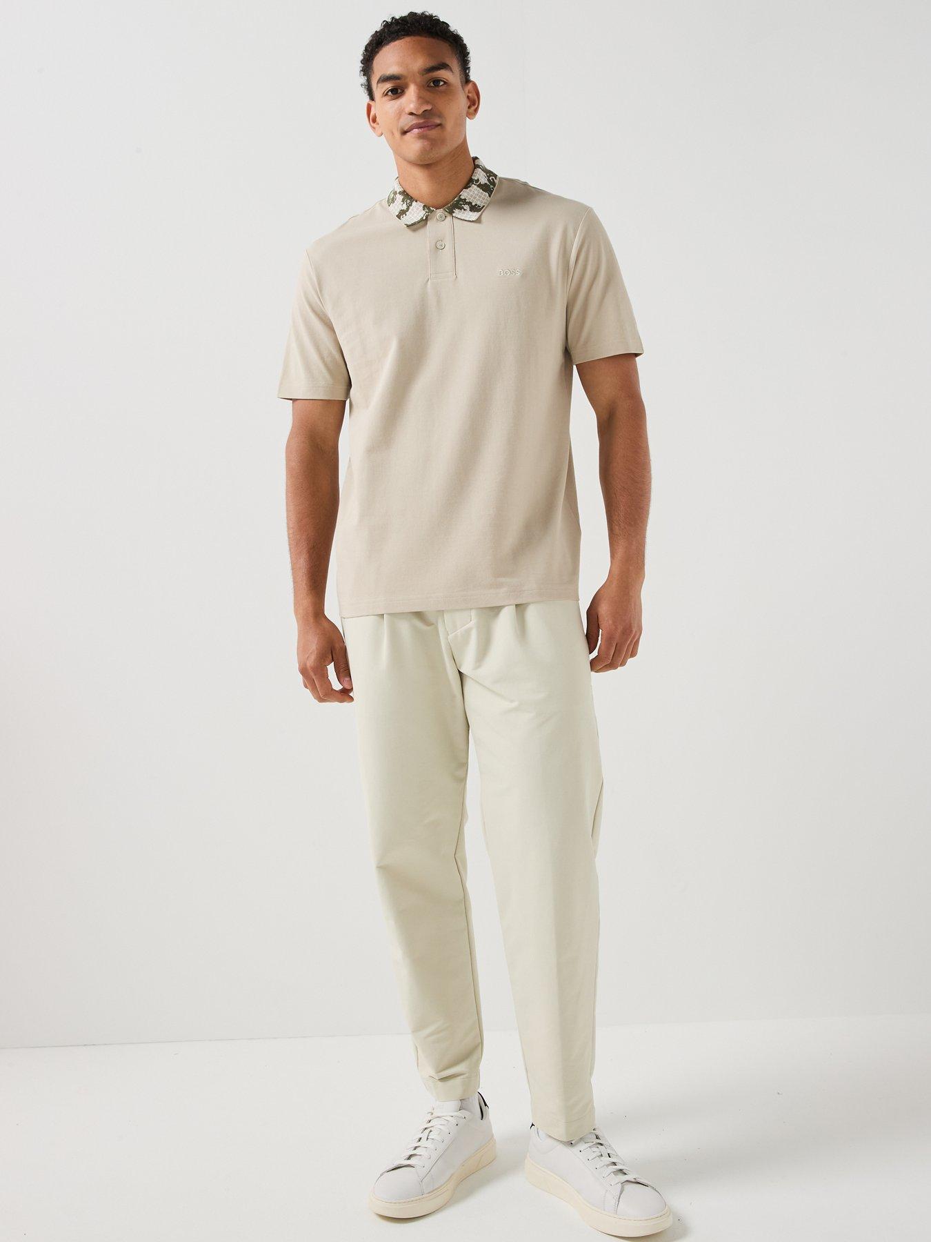 Image 3 of 6 of BOSS Pe_Barb Botanical Collar Polo Shirt - Light Beige