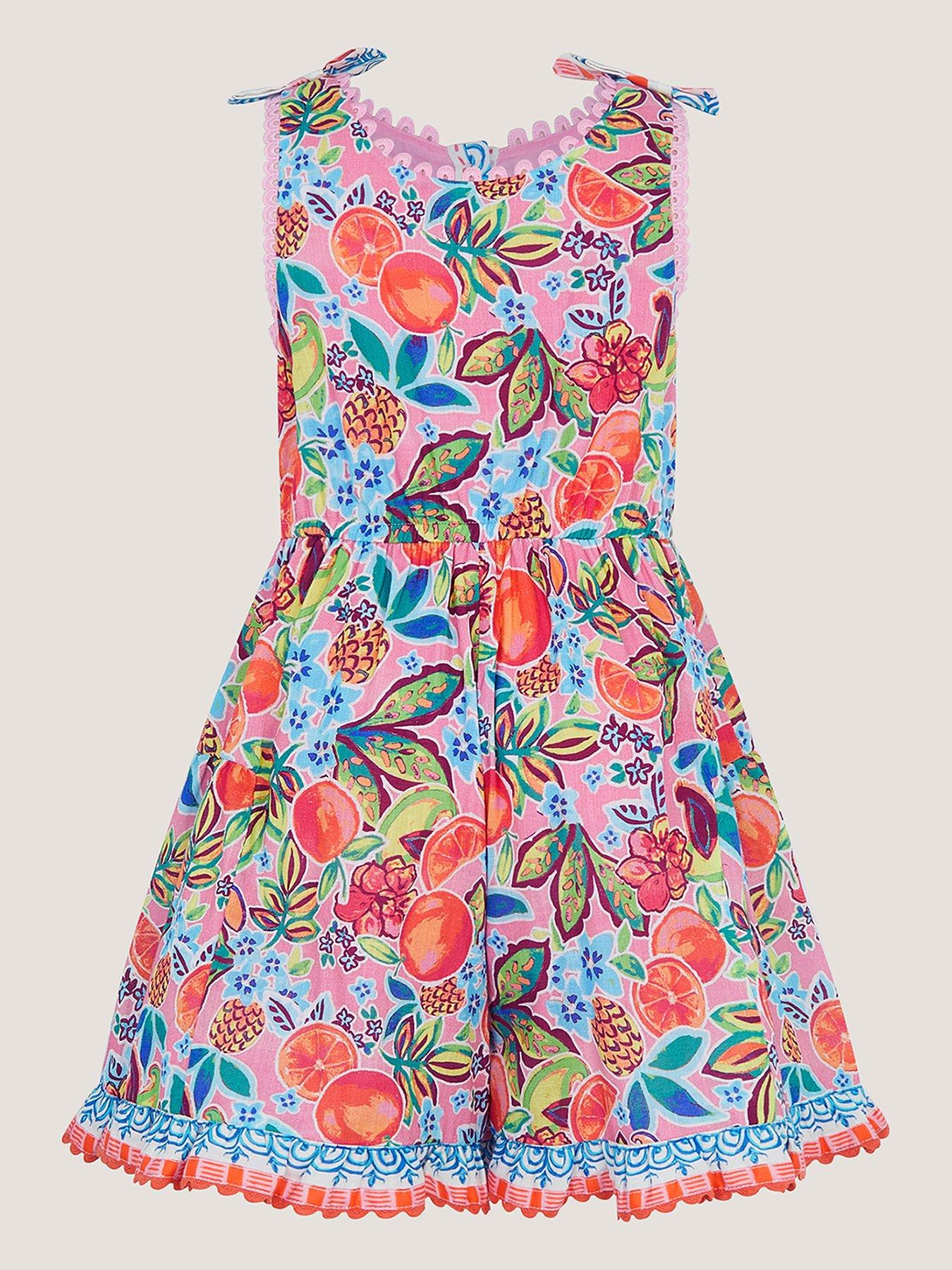 Image 2 of 3 of Monsoon Girls Alani Fruit Cotton Playsuit - Pink