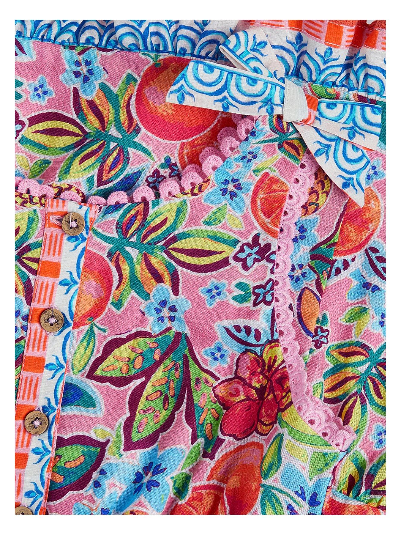 Image 3 of 3 of Monsoon Girls Alani Fruit Cotton Playsuit - Pink