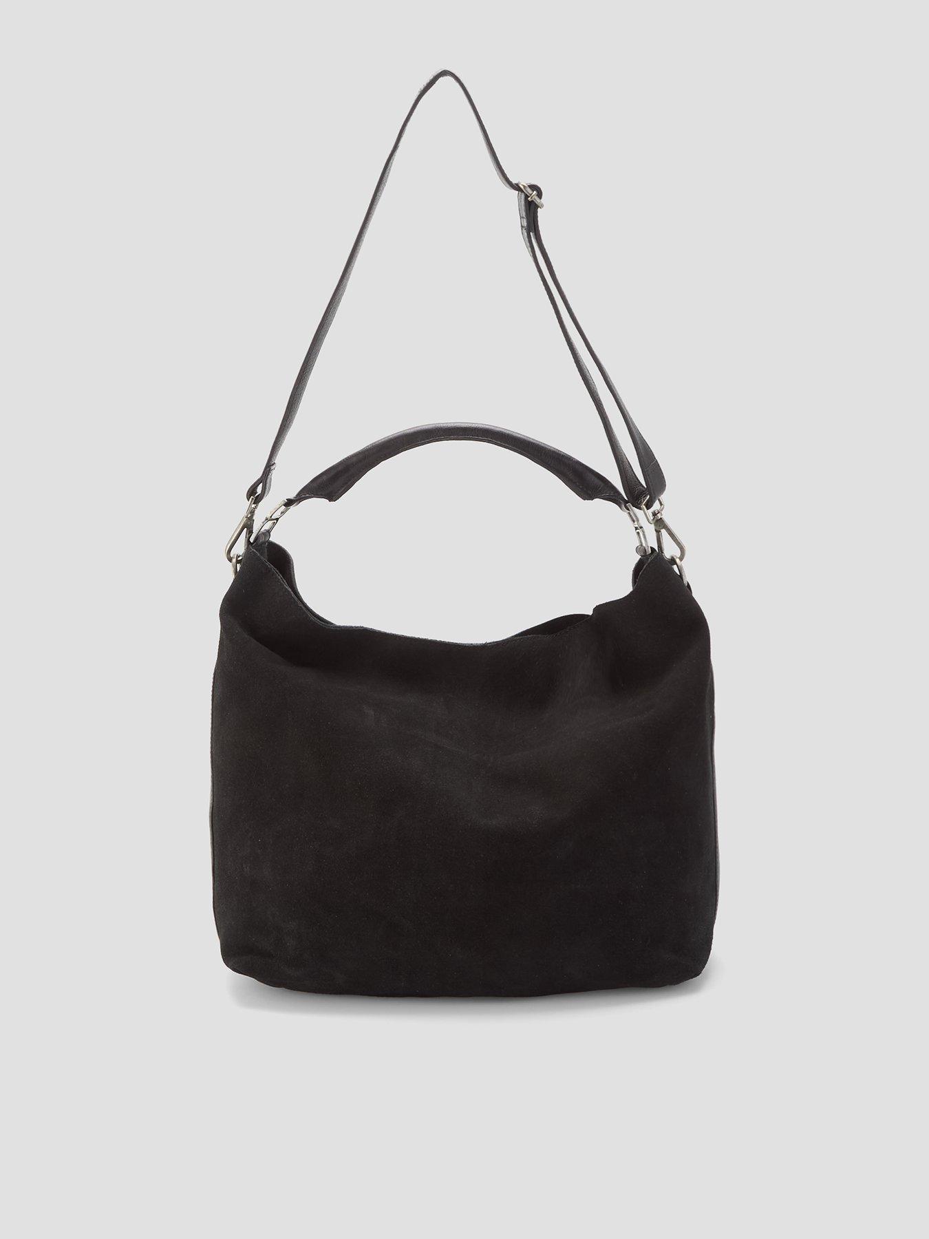 Image 1 of 4 of FREE PEOPLE Womens Suzie Suede Slouch Detachable Strap Tote Bag - Black