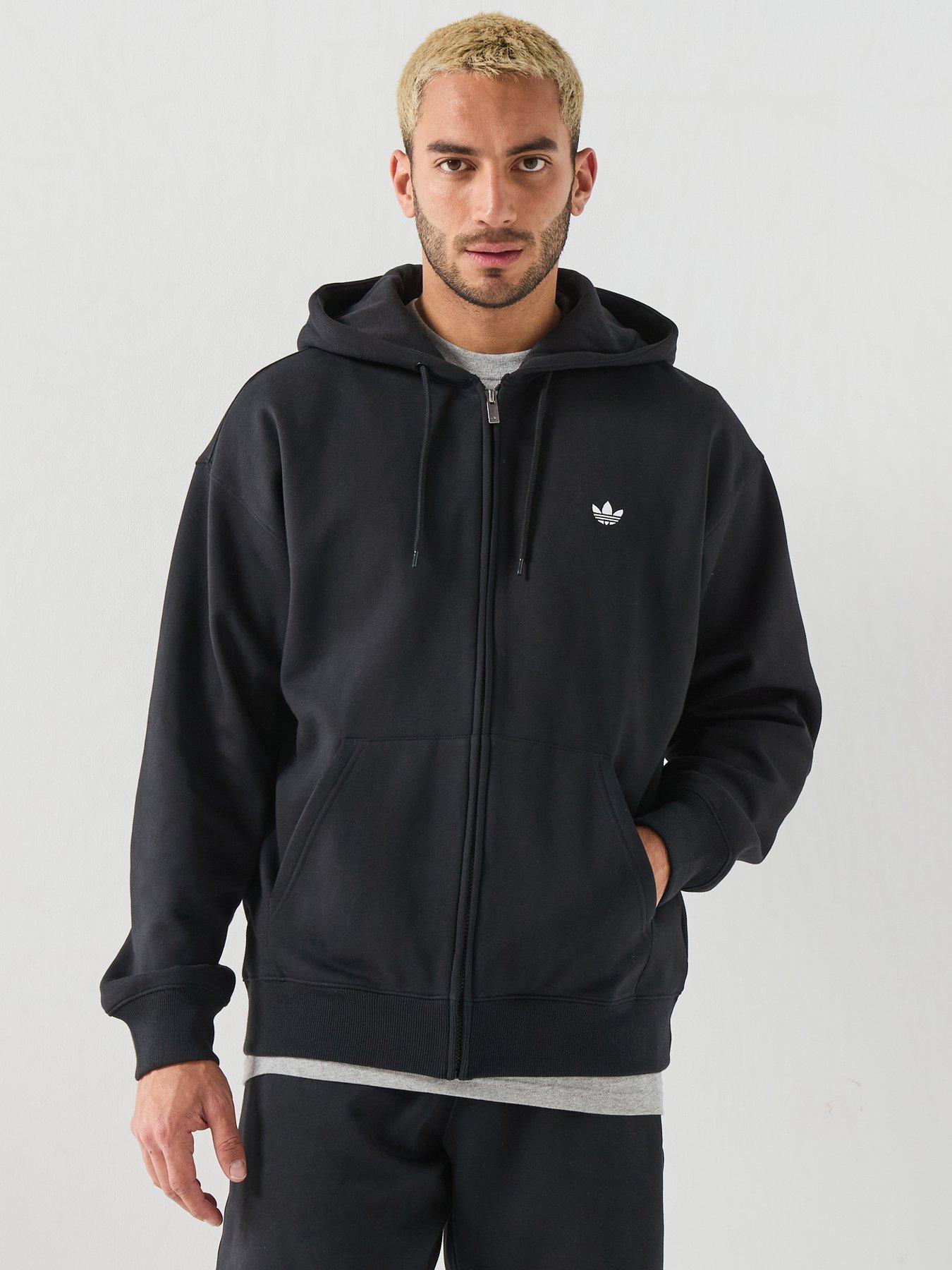 adidas Originals Mens Essentialong Sleeve Fleece Hoodie - Black