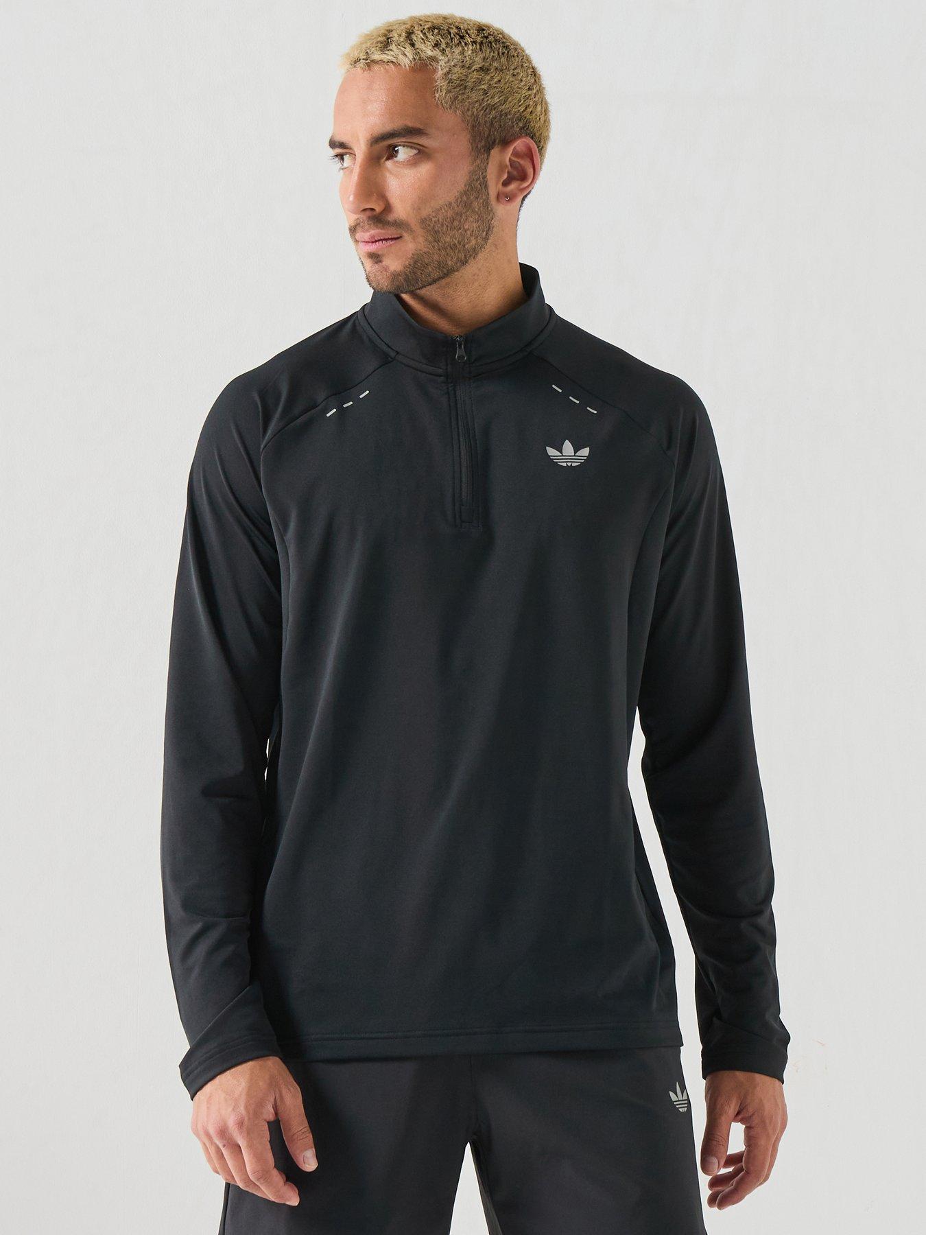 Image 1 of 6 of adidas Originals Mens Tech Essentials 1/4 Zip Long Sleeve Top - Black