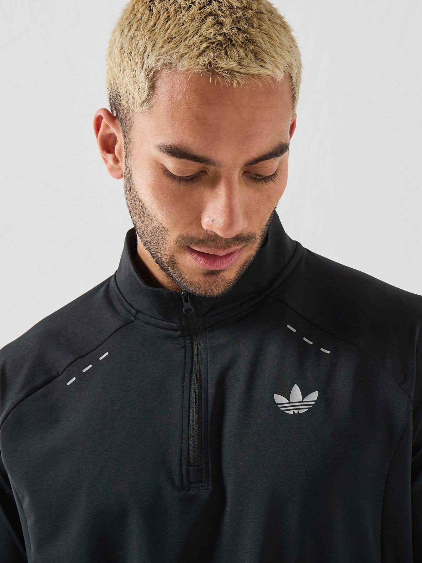 Image 4 of 6 of adidas Originals Mens Tech Essentials 1/4 Zip Long Sleeve Top - Black