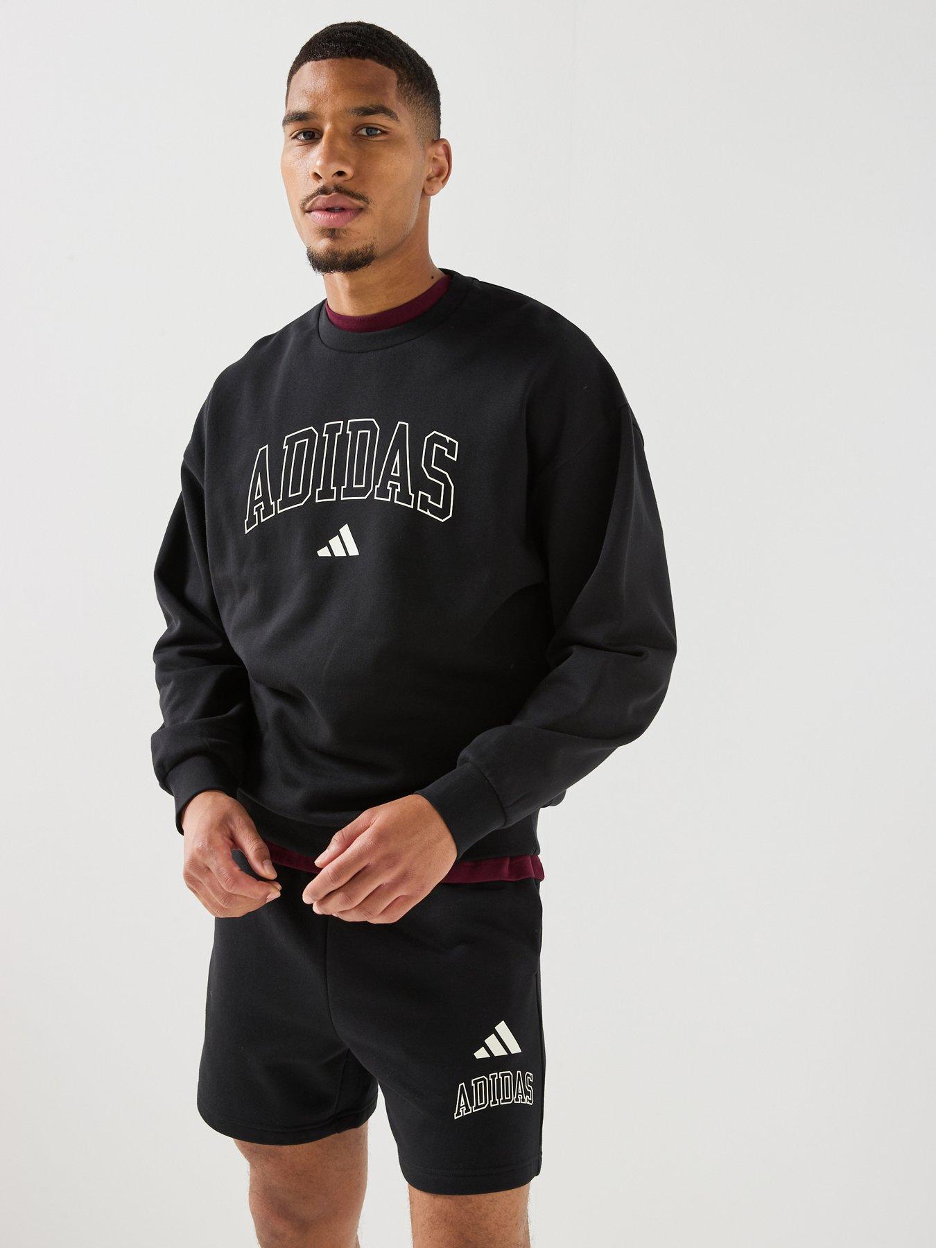 adidas Sportswear Mens College Fleece Crew Sweat - Black