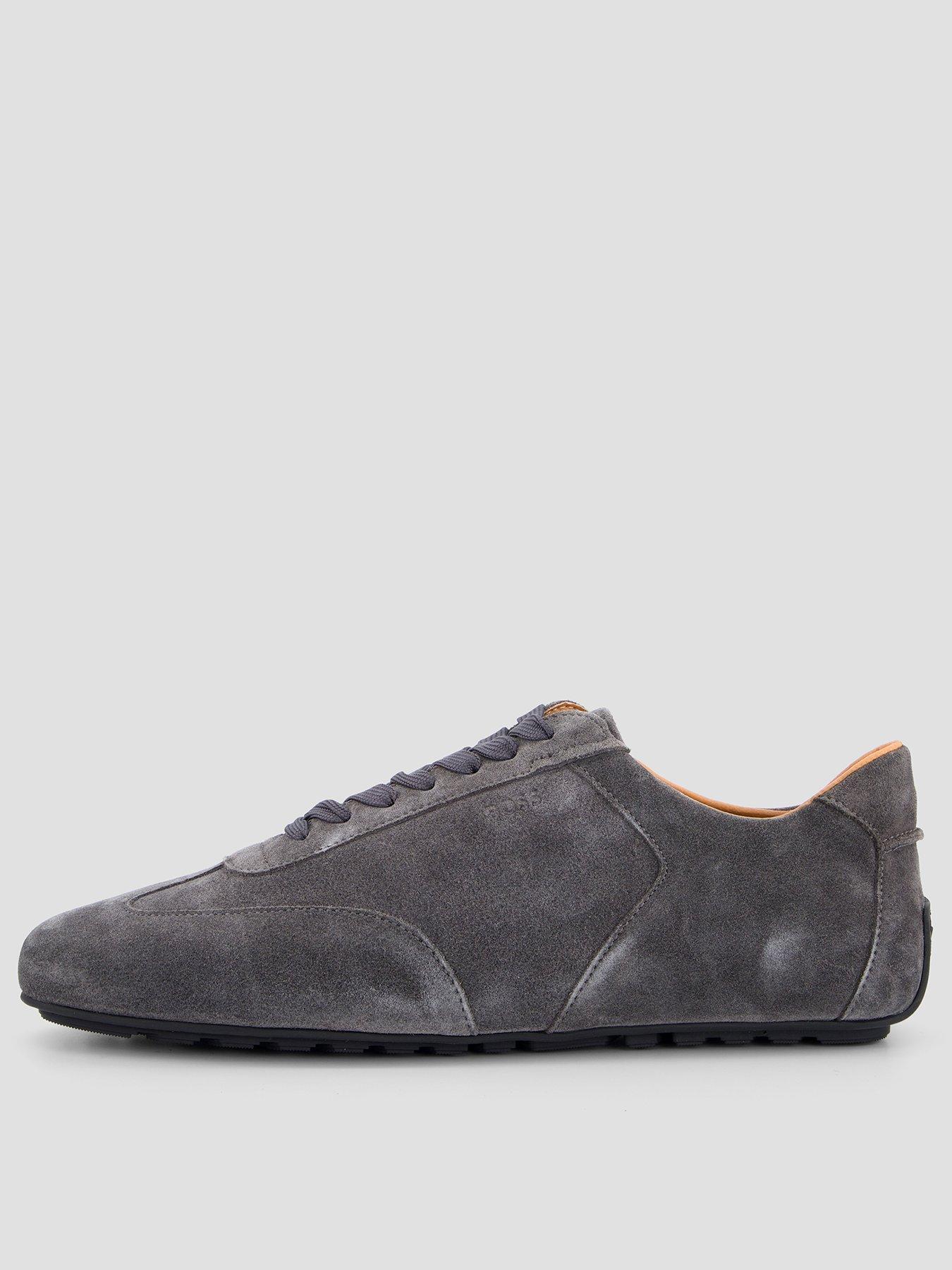 BOSS Noel Suede Low Profile Trainers - Dark Grey