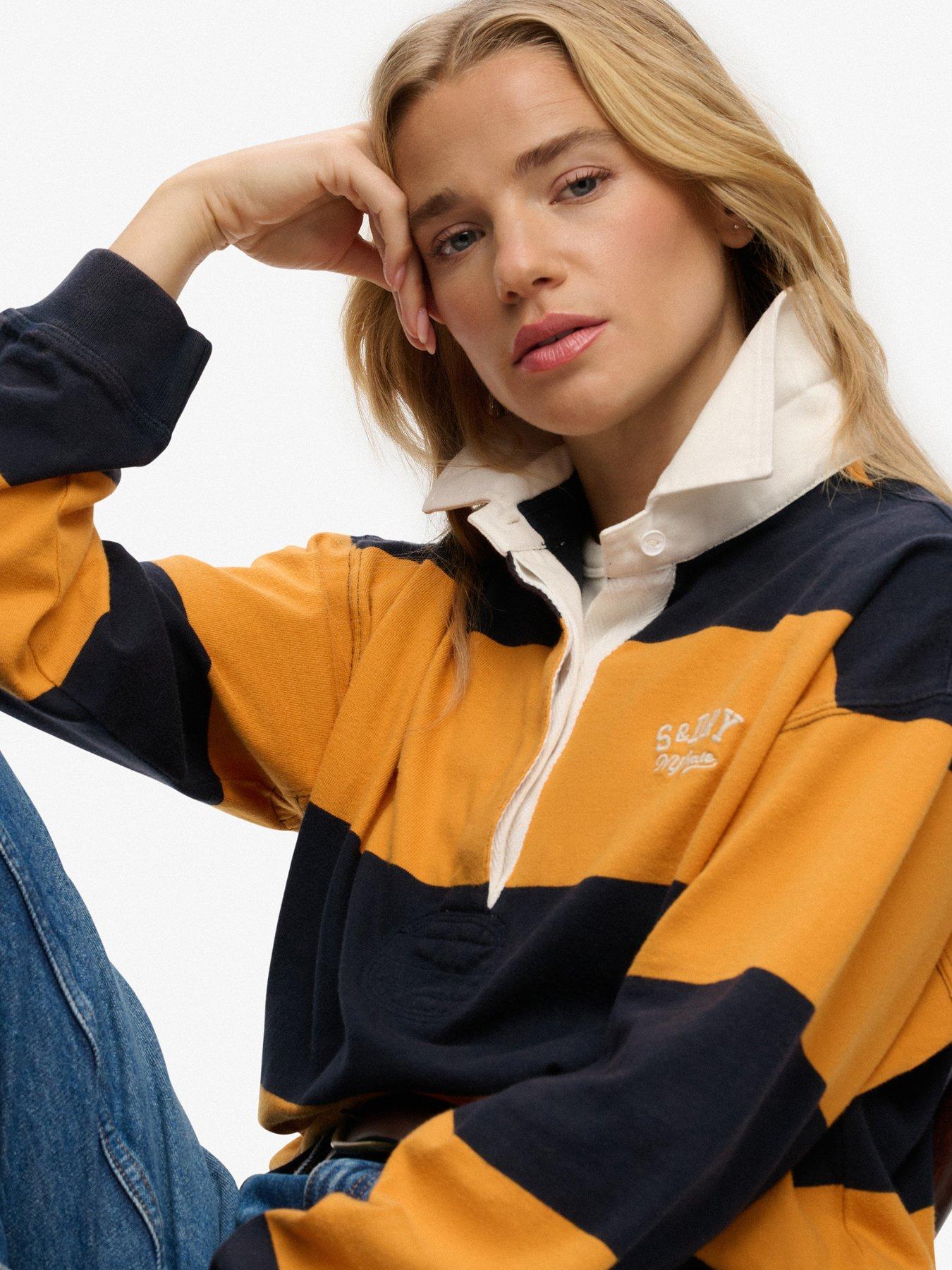 Image 5 of 5 of Superdry Heritage Stripe Rugby Top - Navy