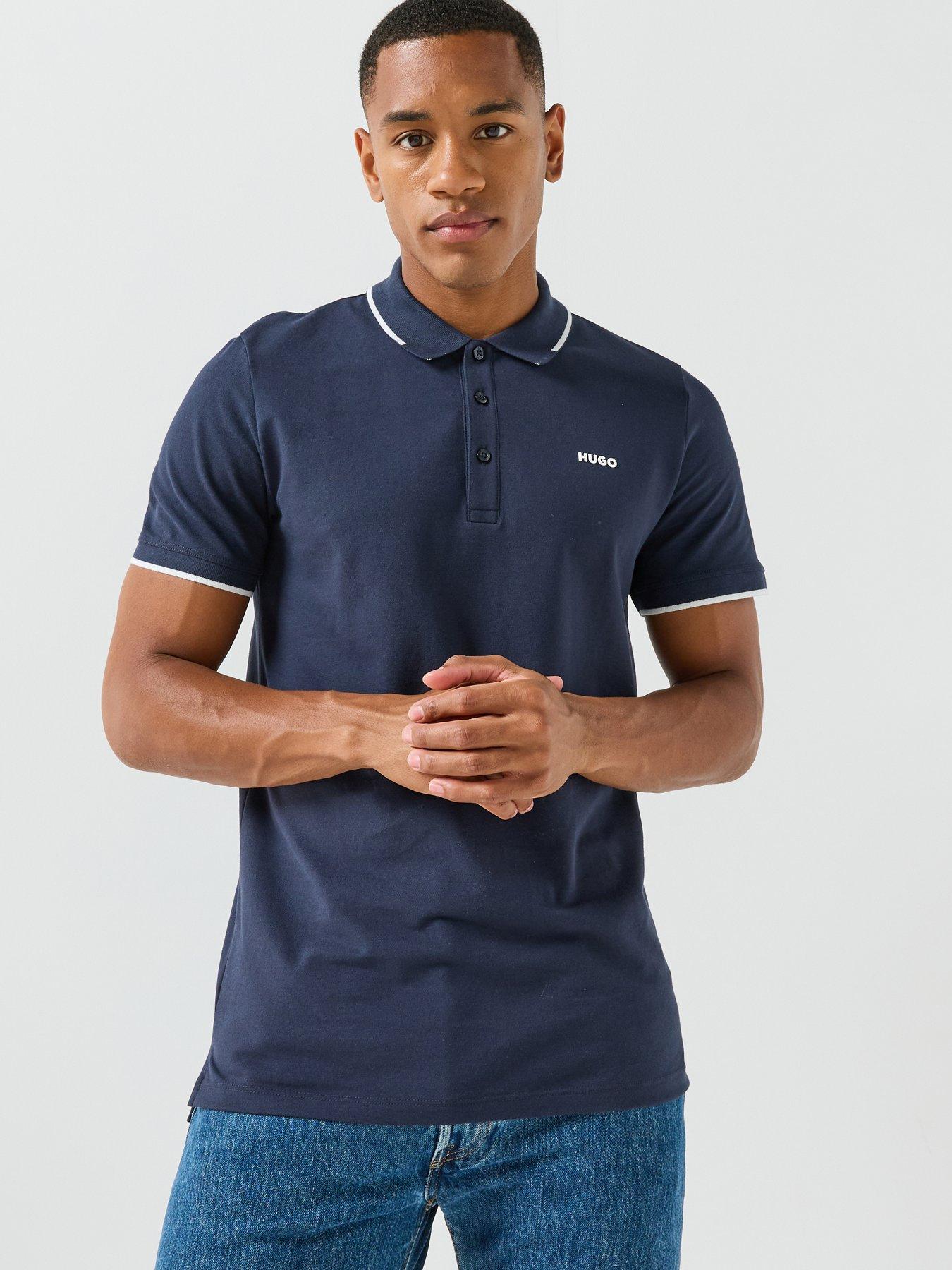 HUGO Dinoso222 Slim Fit Left Chest Logo Tipping Polo Shirt - Navy