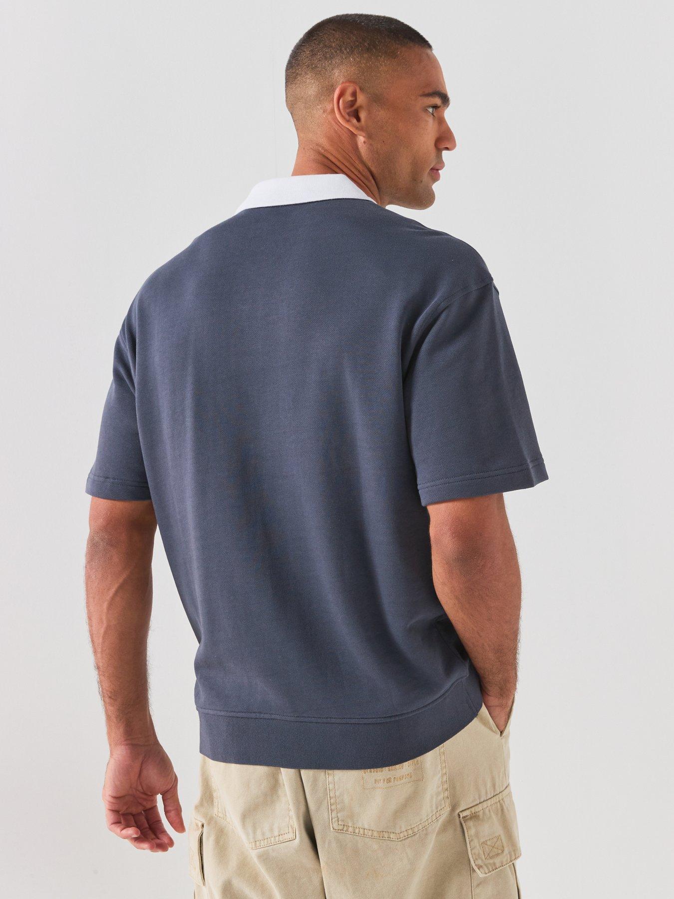 Image 2 of 6 of BOSS Jersey Contrast Collar Polo Shirt - Navy