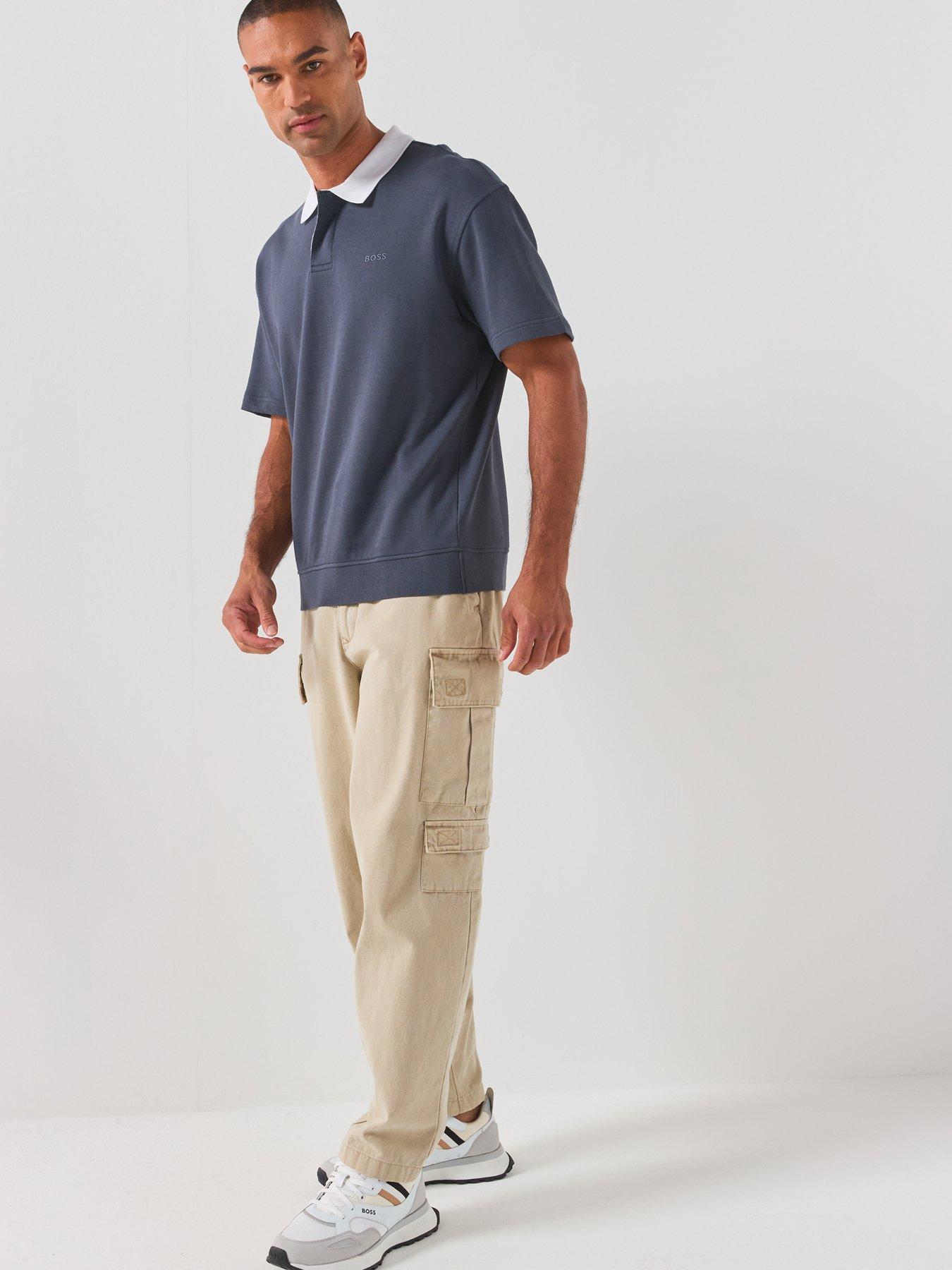 Image 3 of 6 of BOSS Jersey Contrast Collar Polo Shirt - Navy