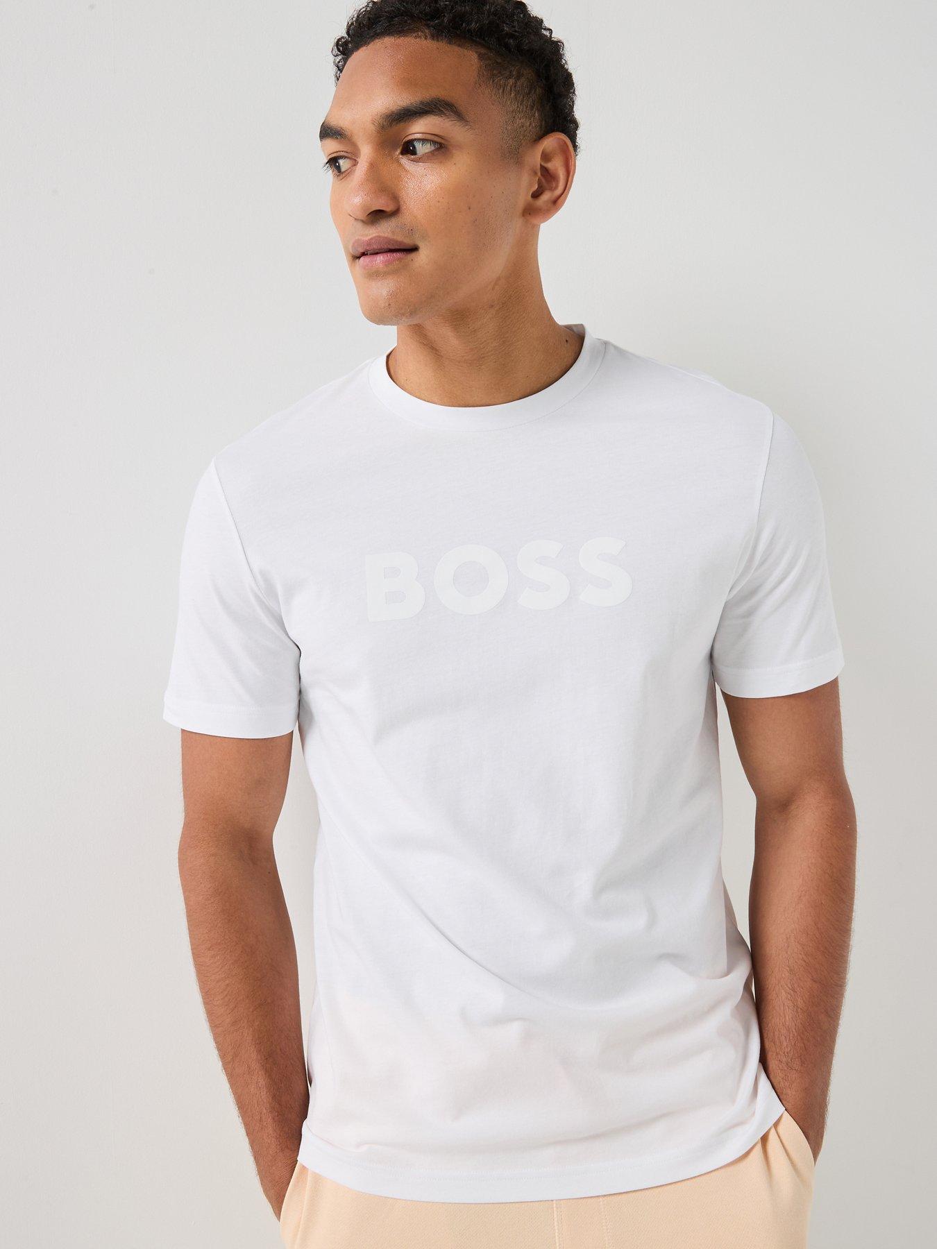 BOSS Te_Logo Central Large Logo T-Shirt - White