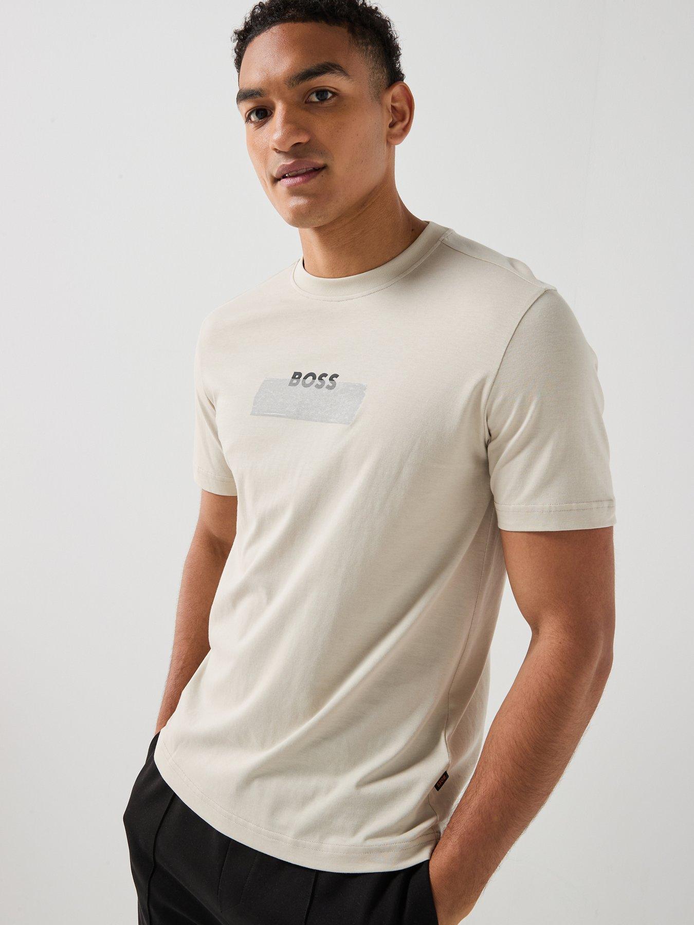 BOSS Te_Logotape T-Shirt - Light Beige