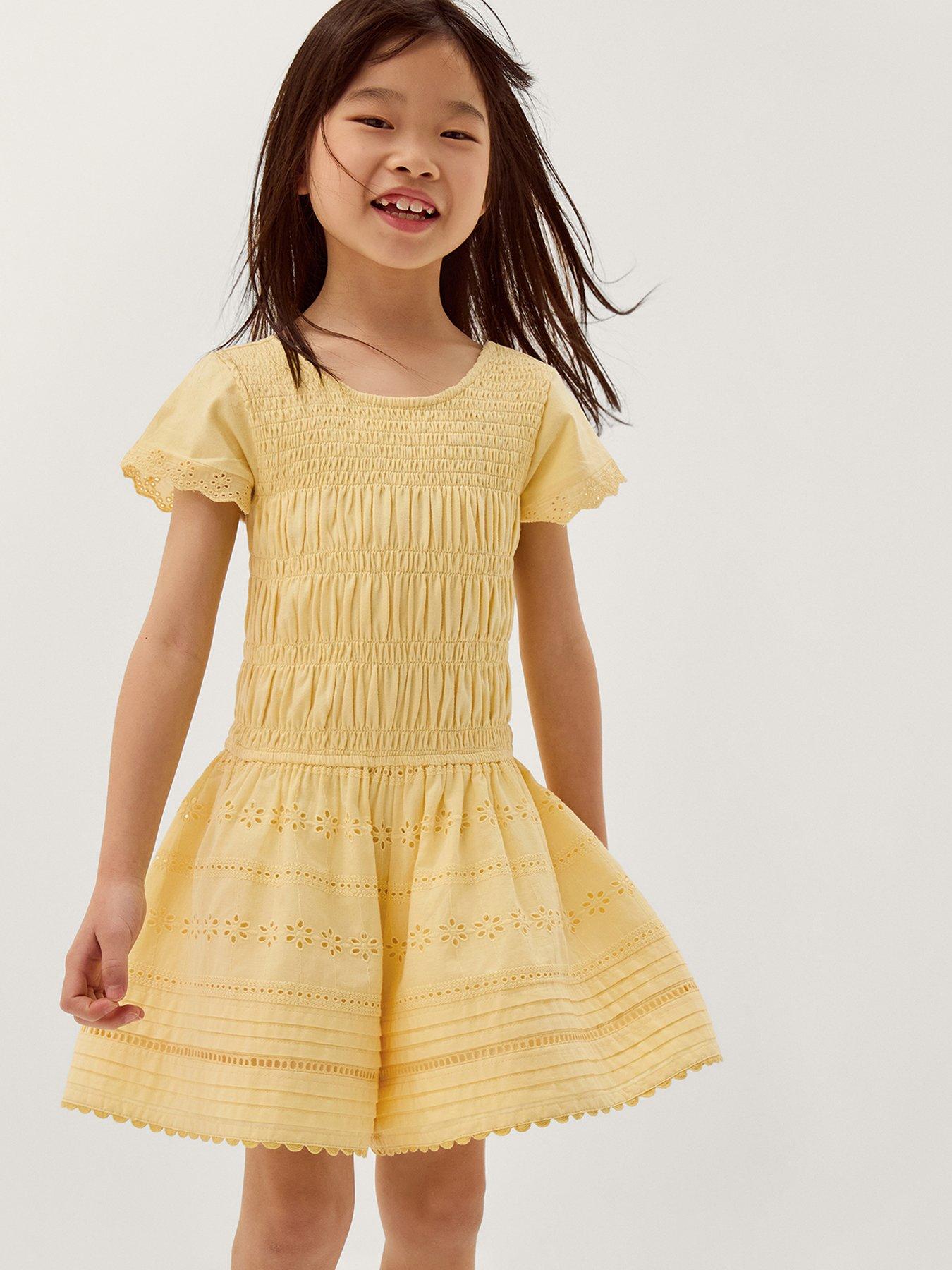 Image 4 of 4 of Monsoon Girls Broiderie Playsuit - Yellow