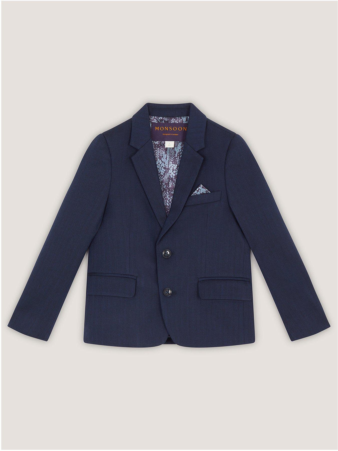 Image 2 of 4 of Monsoon Boys Harry Herringbone Blazer - Navy