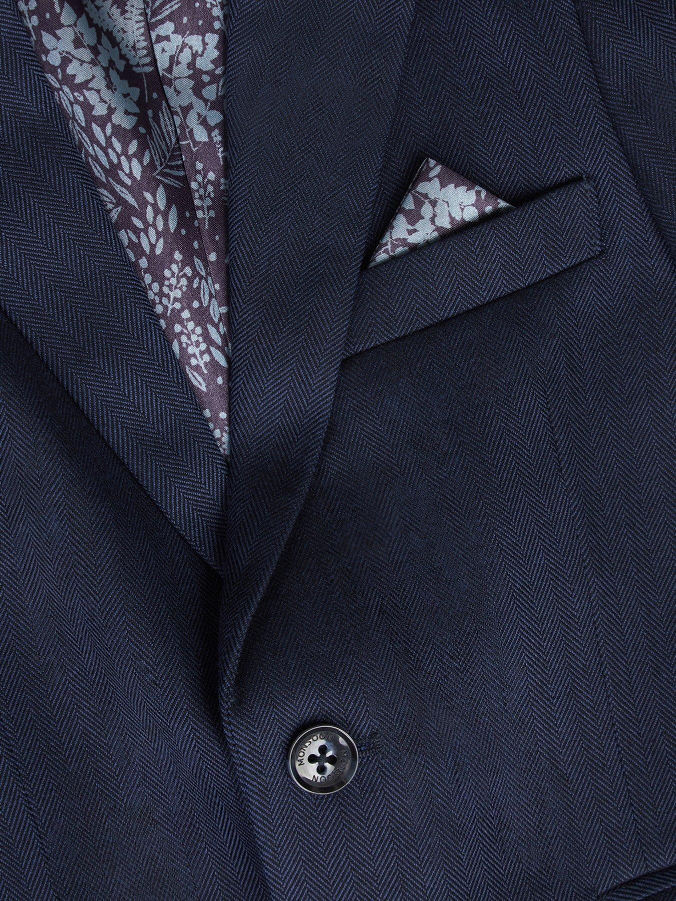 Image 4 of 4 of Monsoon Boys Harry Herringbone Blazer - Navy