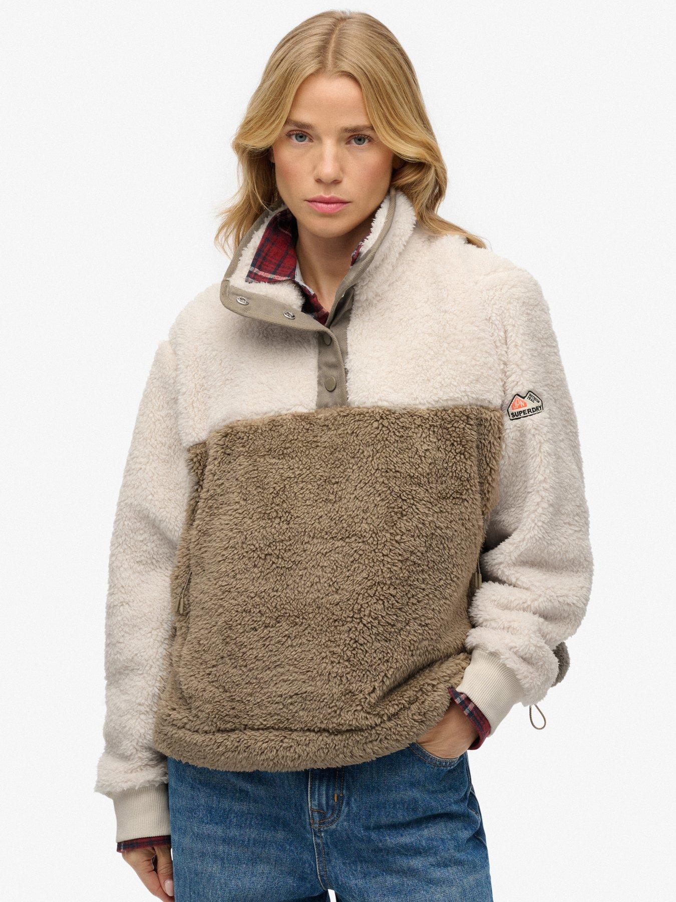 Superdry Super Soft Mash Up Half Zip Fleece - Beige