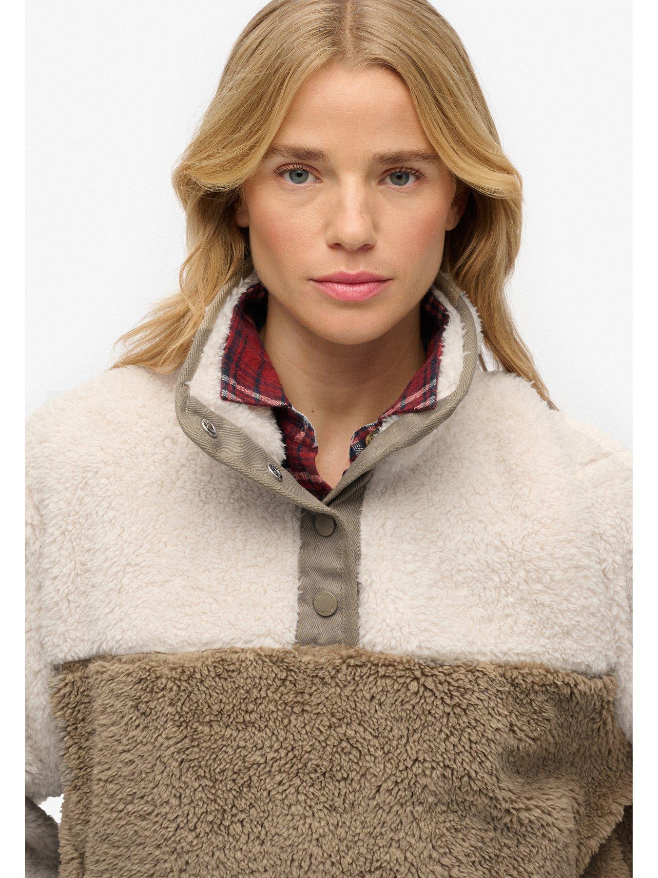 Image 4 of 5 of Superdry Super Soft Mash Up Half Zip Fleece - Beige
