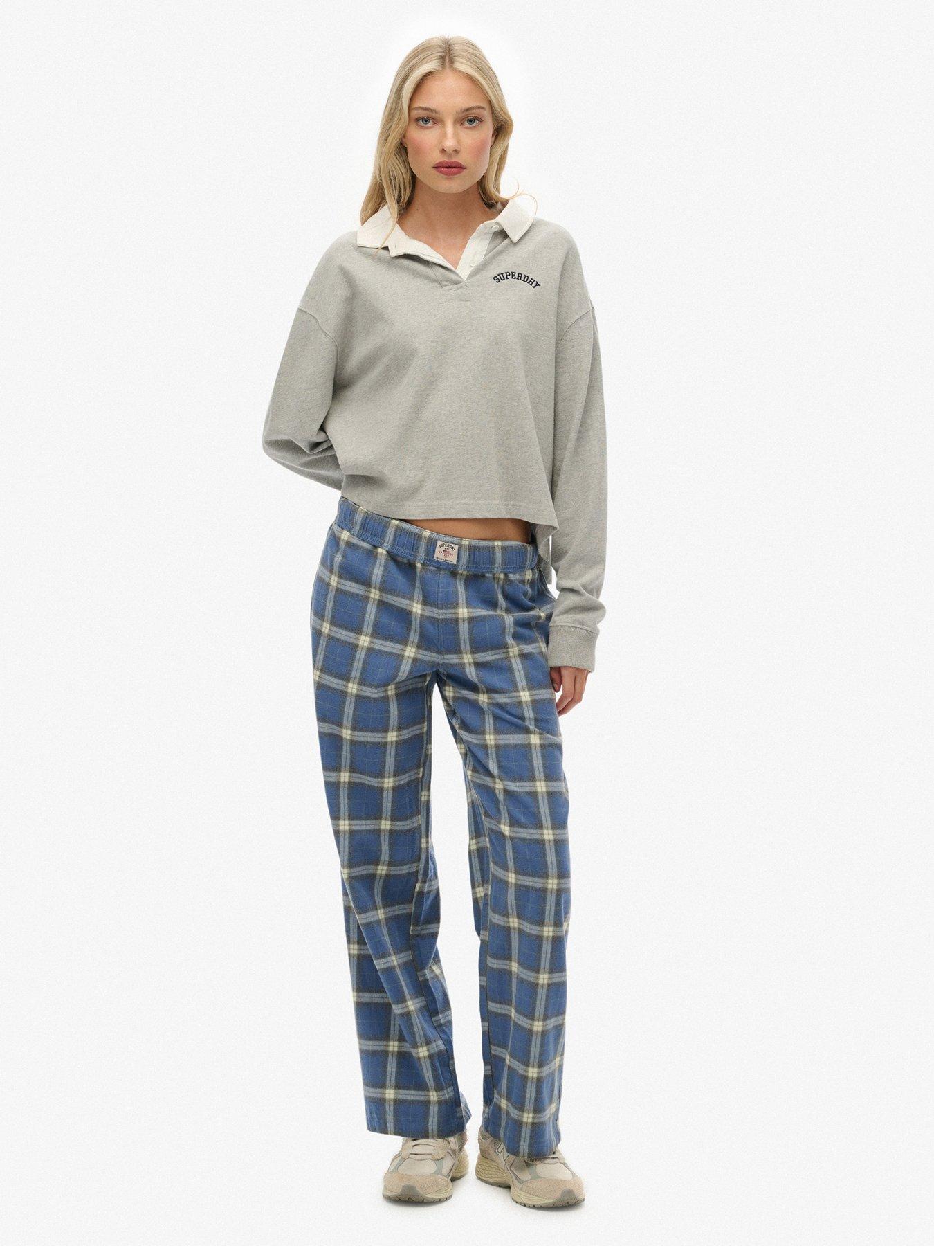 Image 3 of 7 of Superdry Cotton Check Elastic Trouser - Navy