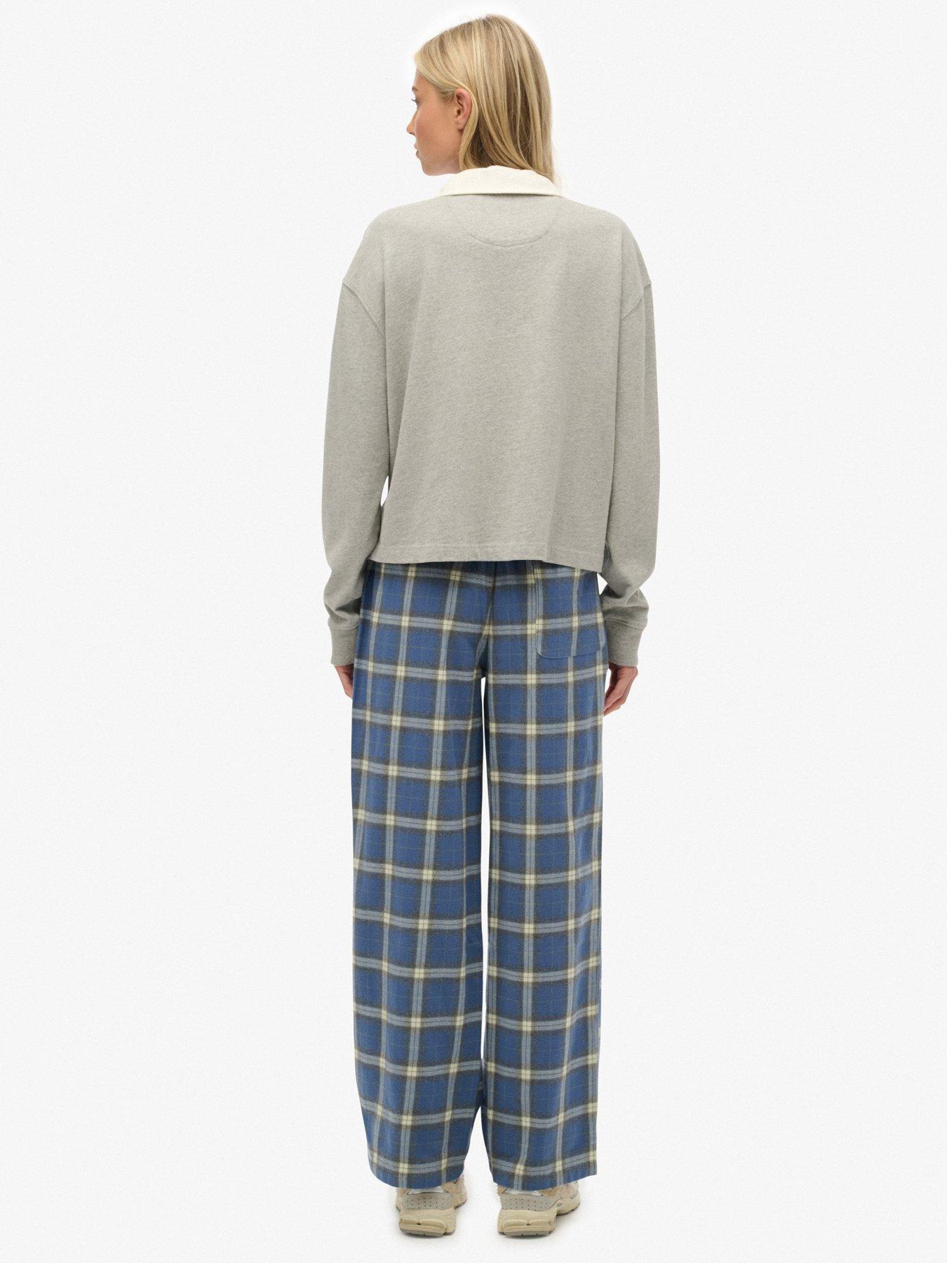 Image 4 of 7 of Superdry Cotton Check Elastic Trouser - Navy
