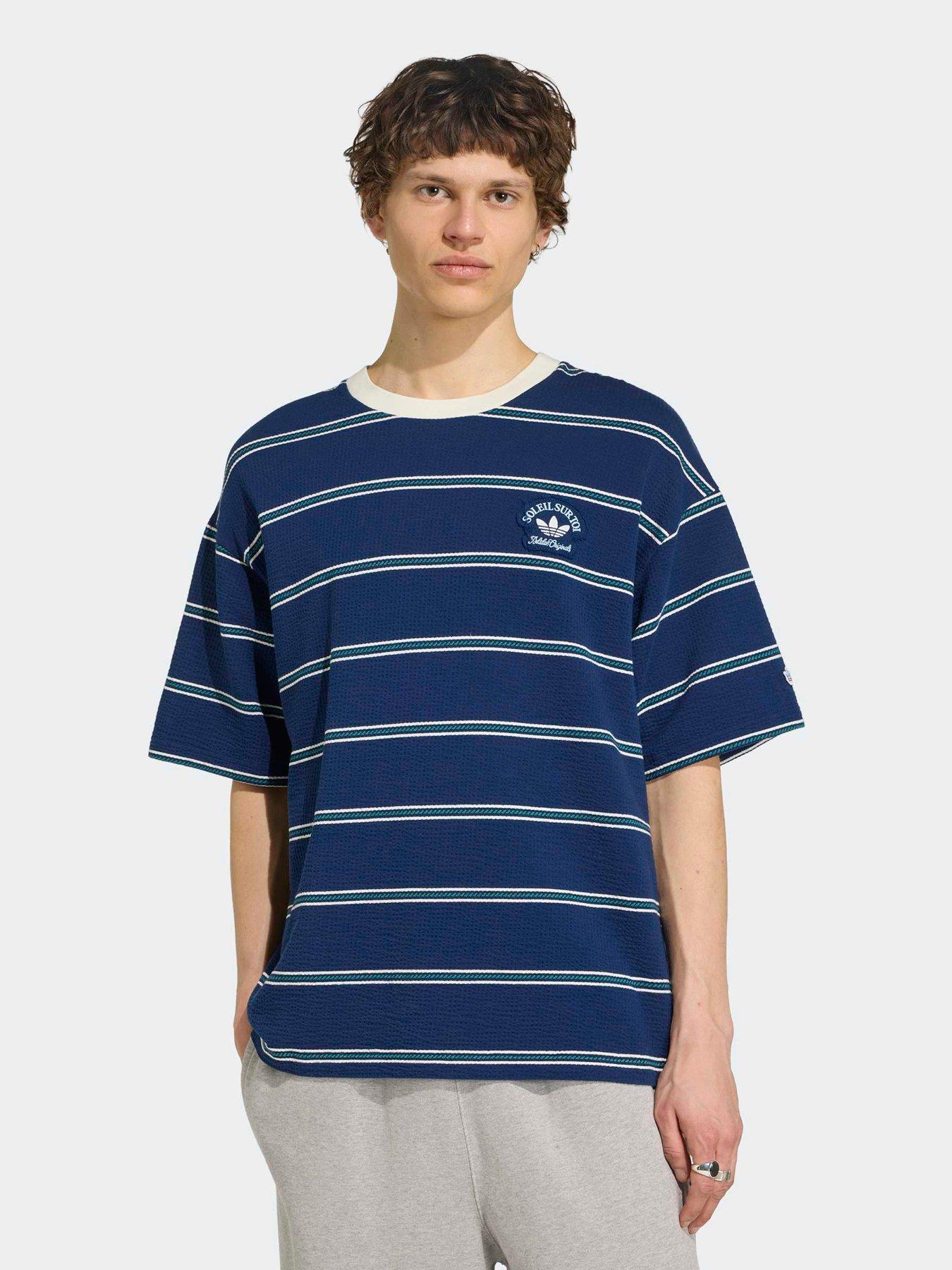 Image 1 of 6 of adidas Originals Mens Resort Stripe Tee - Blue