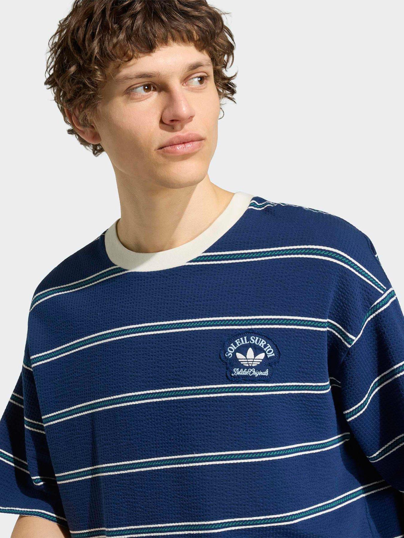 Image 4 of 6 of adidas Originals Mens Resort Stripe Tee - Blue