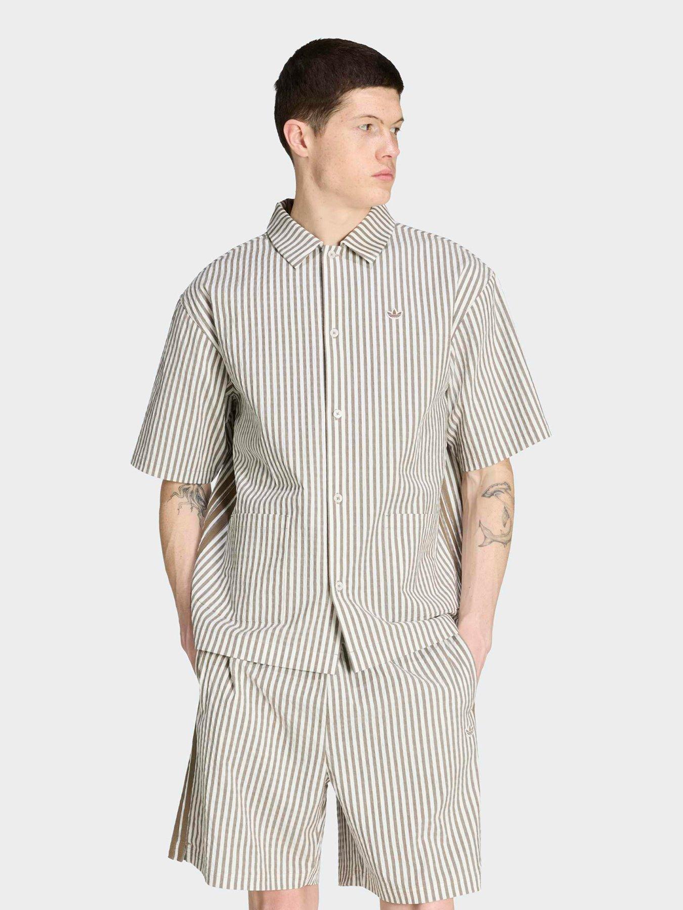 adidas Originals Mens Resort Stripe Shirt - White/khaki