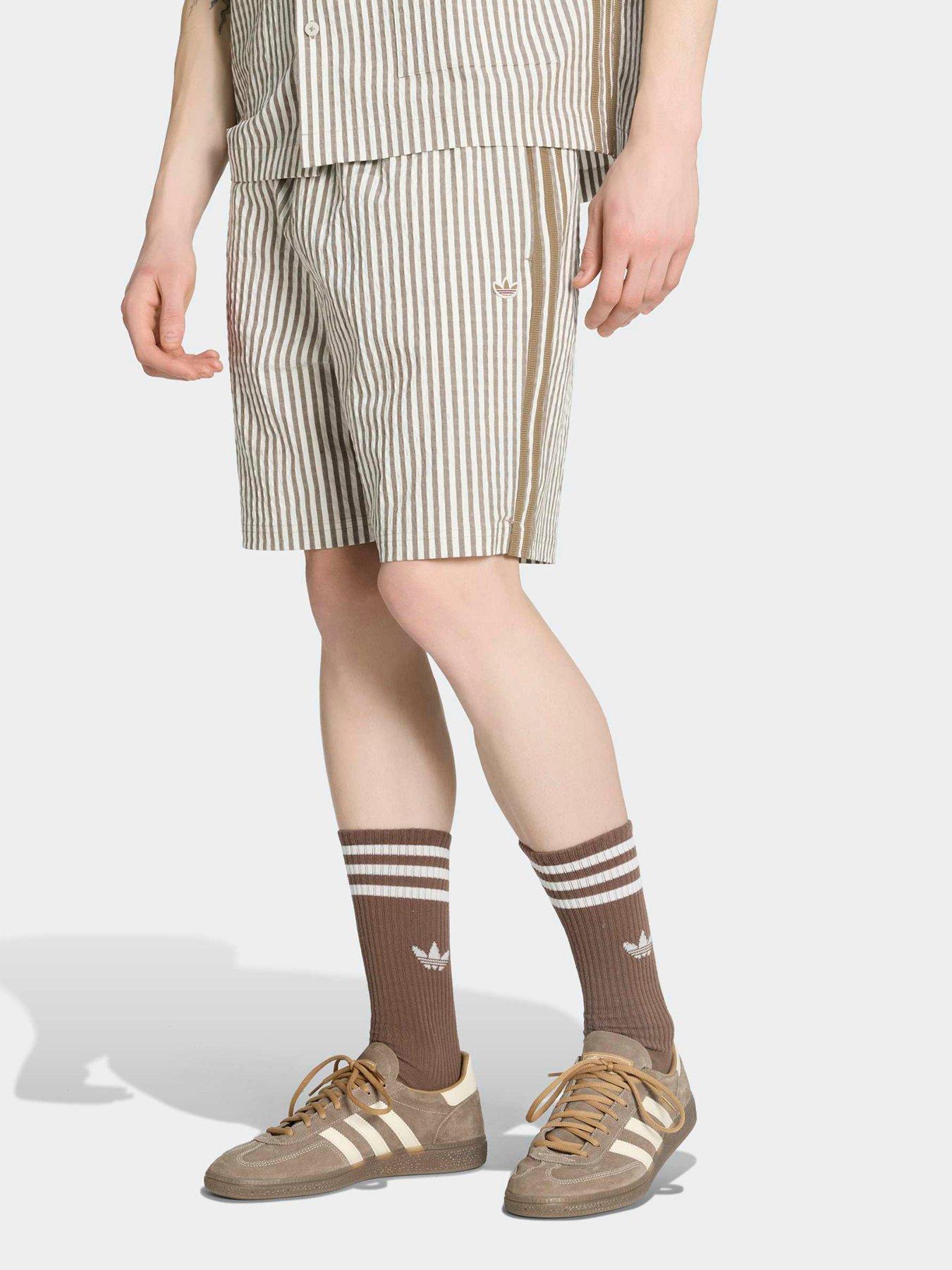 adidas Originals Mens Resort Stripe Shorts - White/khaki