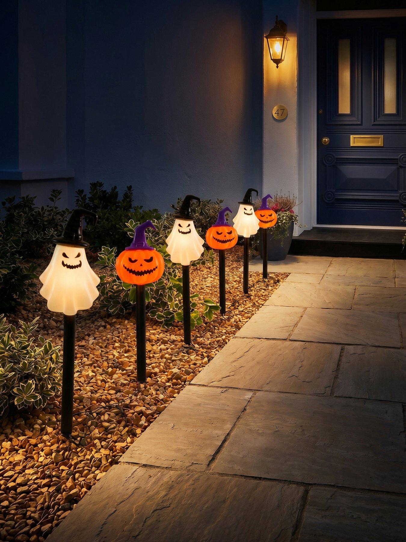 Image 1 of 7 of Smart Halloween Set of 6&nbsp;Spooky Stake Lights Outdoor Halloween Decorations