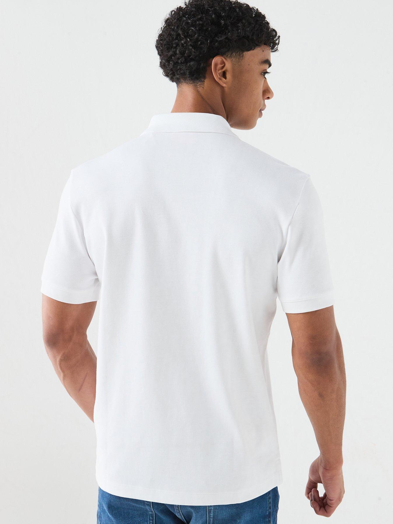 Image 2 of 6 of HUGO Dalomino Zip Neck Regular Fit Polo Shirt - White
