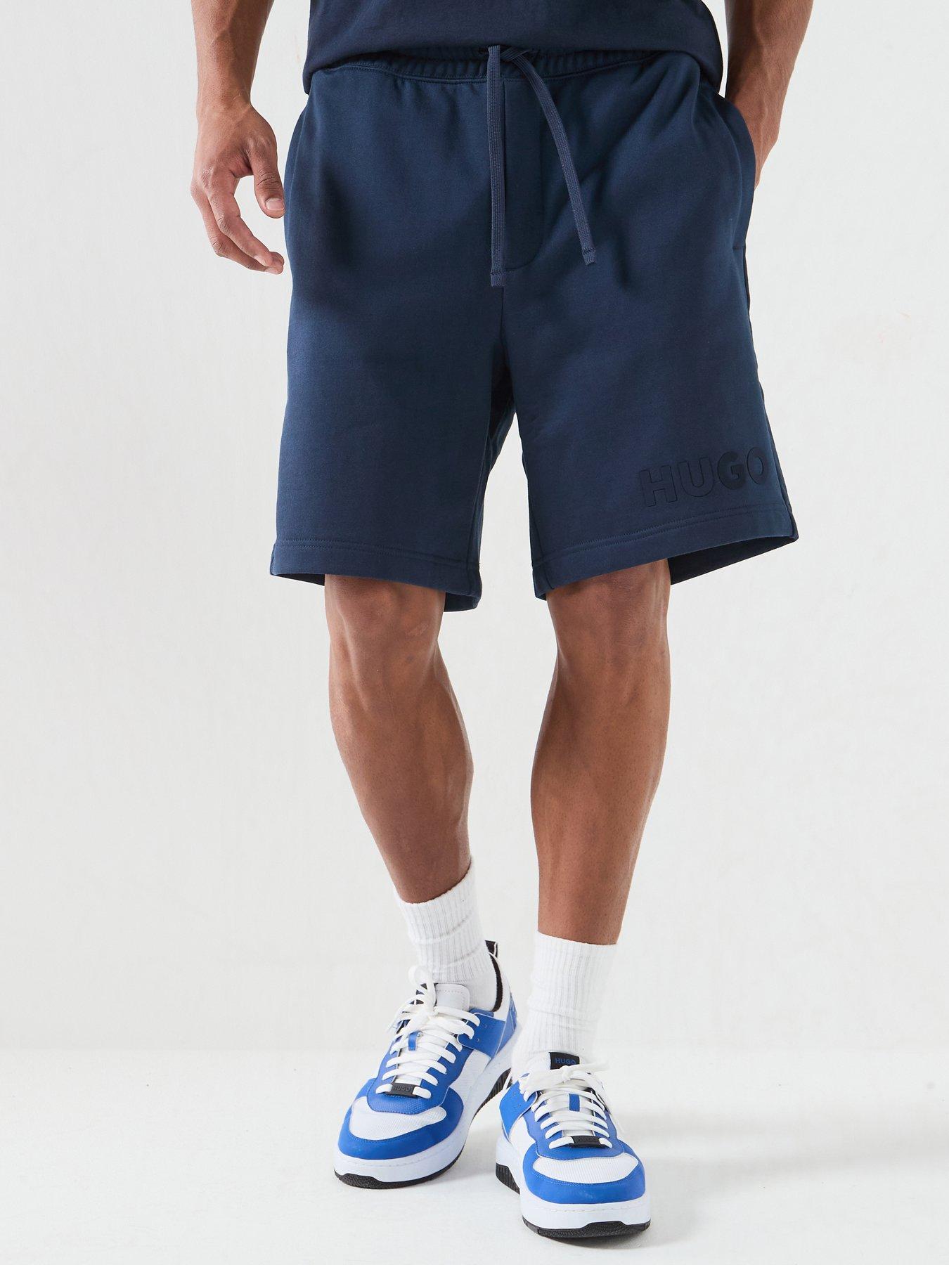 HUGO Dinkoe Tonal Logo Jersey Shorts - Navy