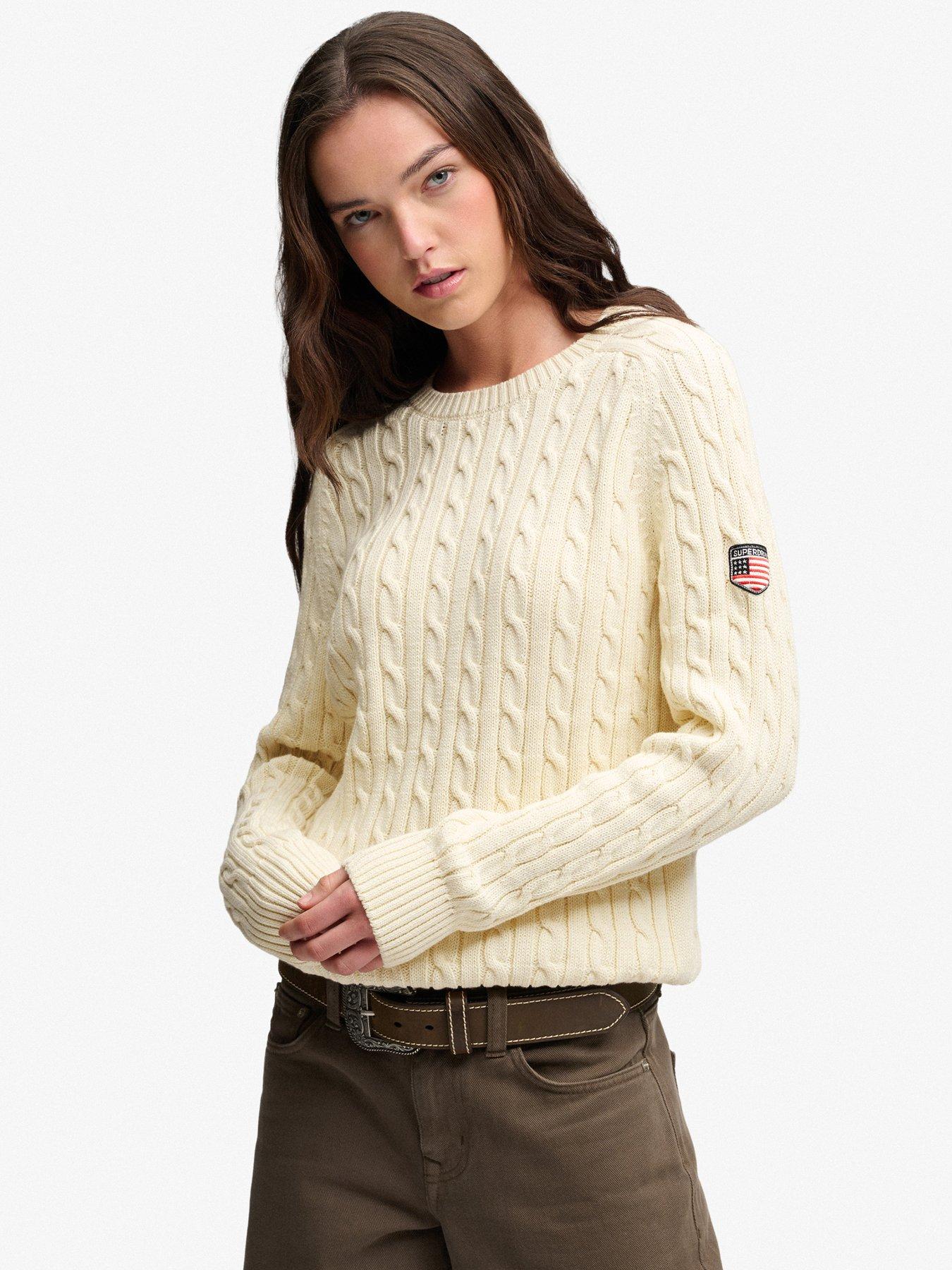 Superdry Slouchy Cable Knit Jumper - White