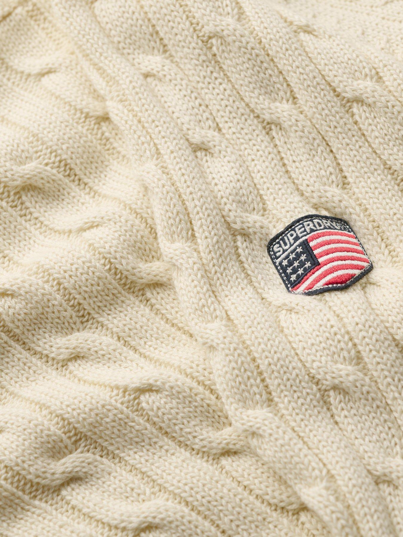 Image 5 of 5 of Superdry Slouchy Cable Knit Jumper - White