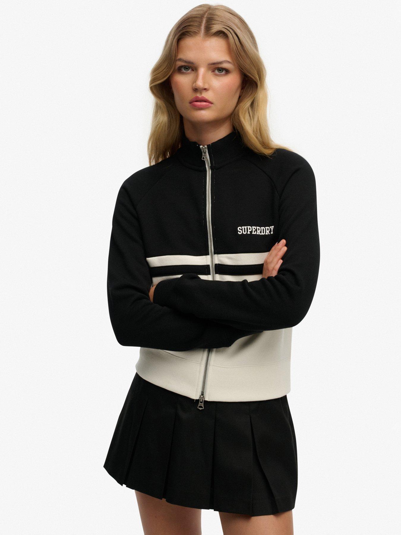 Superdry Athletic Essentials Zip Through Track Top- Black