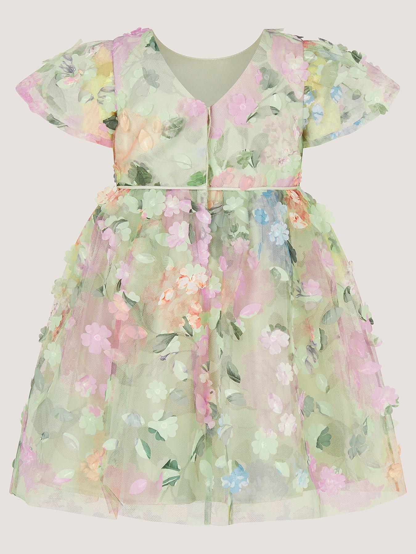Image 2 of 3 of Monsoon Baby Girls Eliza 3d Flower Print Dress - Multi