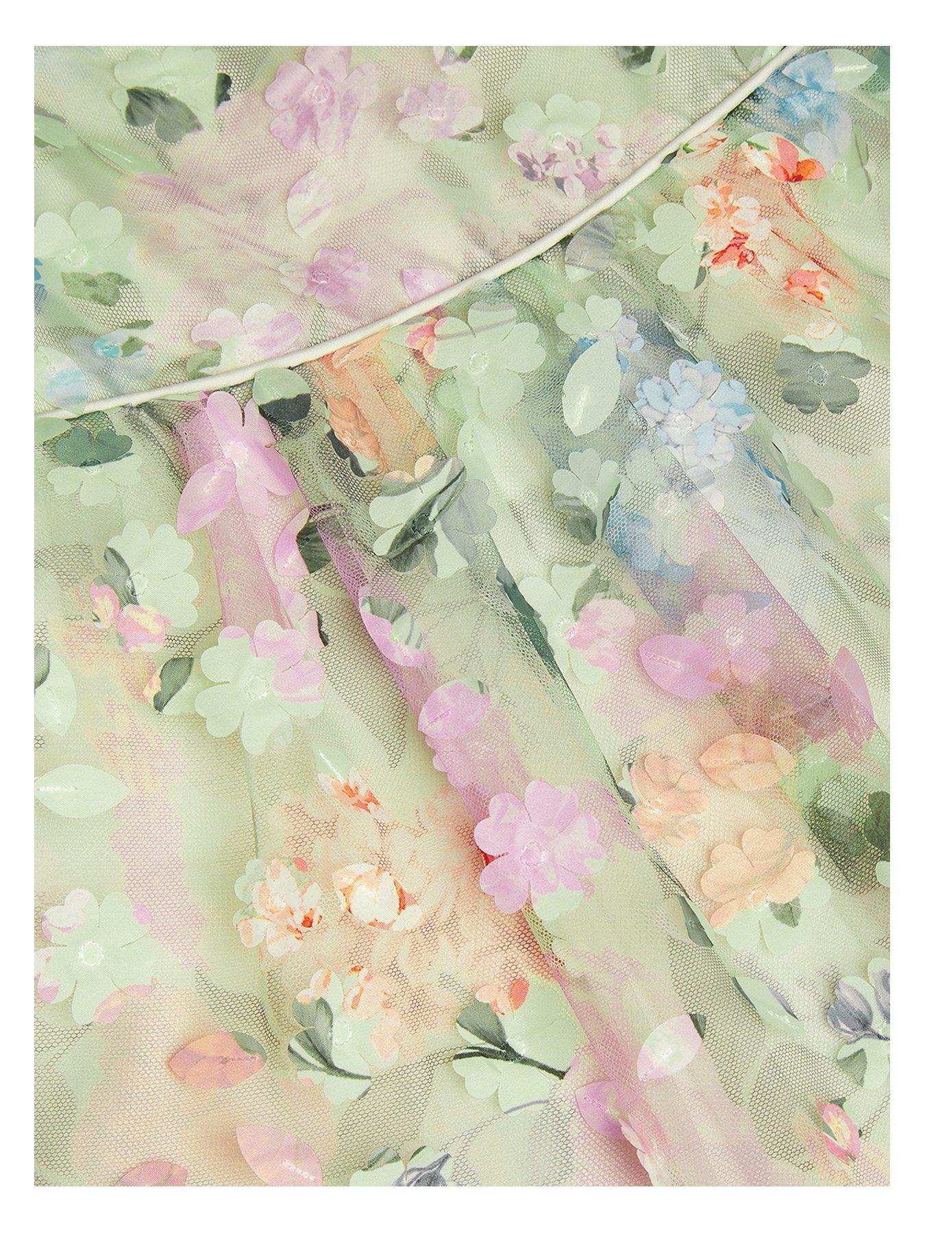 Image 3 of 3 of Monsoon Baby Girls Eliza 3d Flower Print Dress - Multi