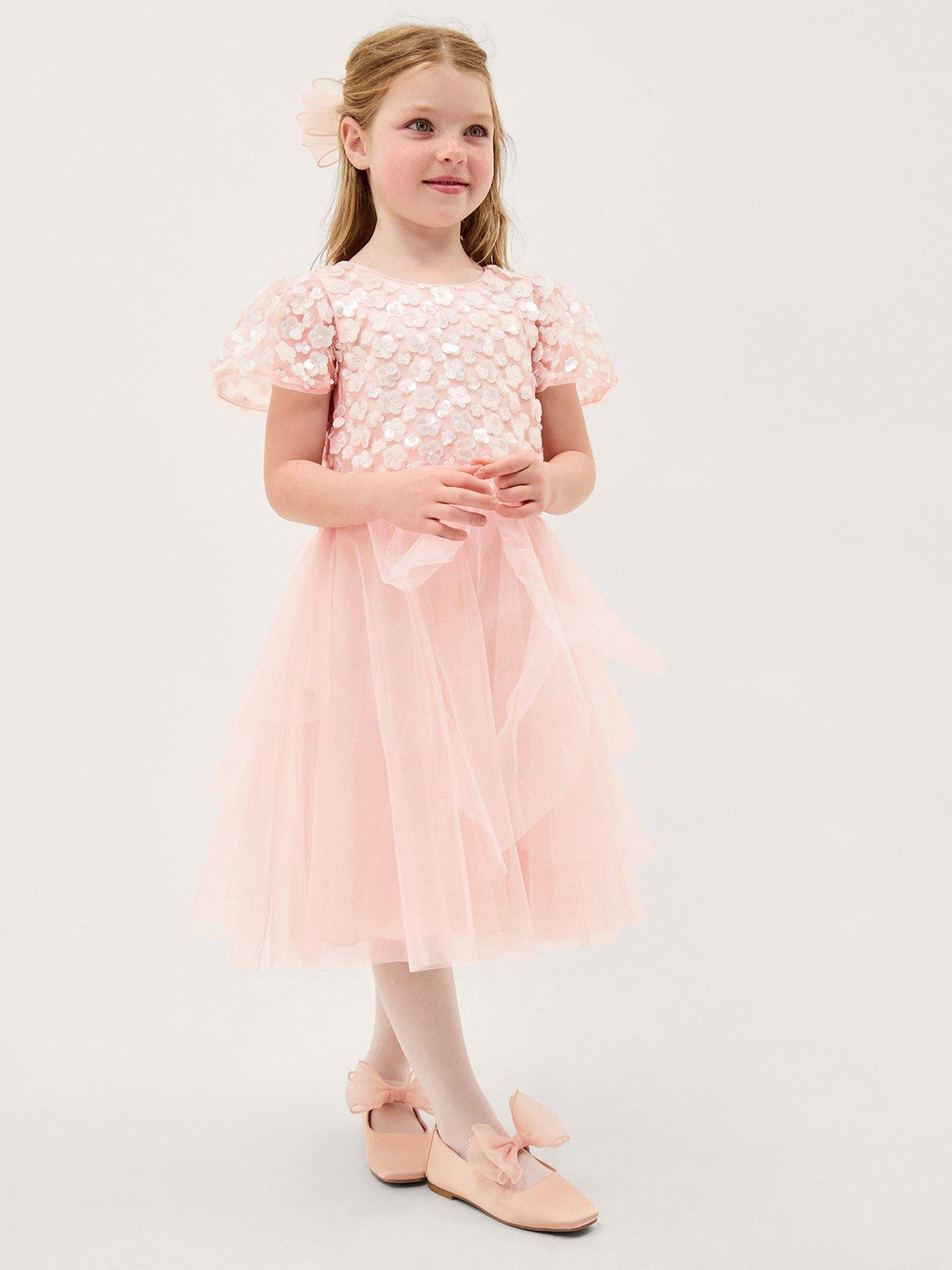 Monsoon Girls Inaya Sequin Waterfall Dress - Pink