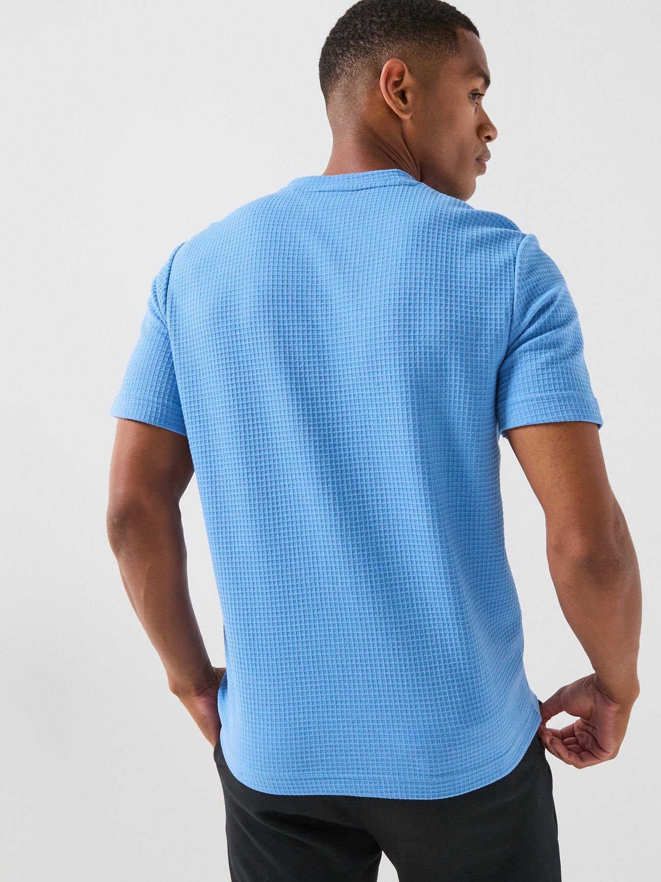 Image 2 of 6 of HUGO Austin Regular Fit Loungewear Waffle T-Shirt - Bright Blue