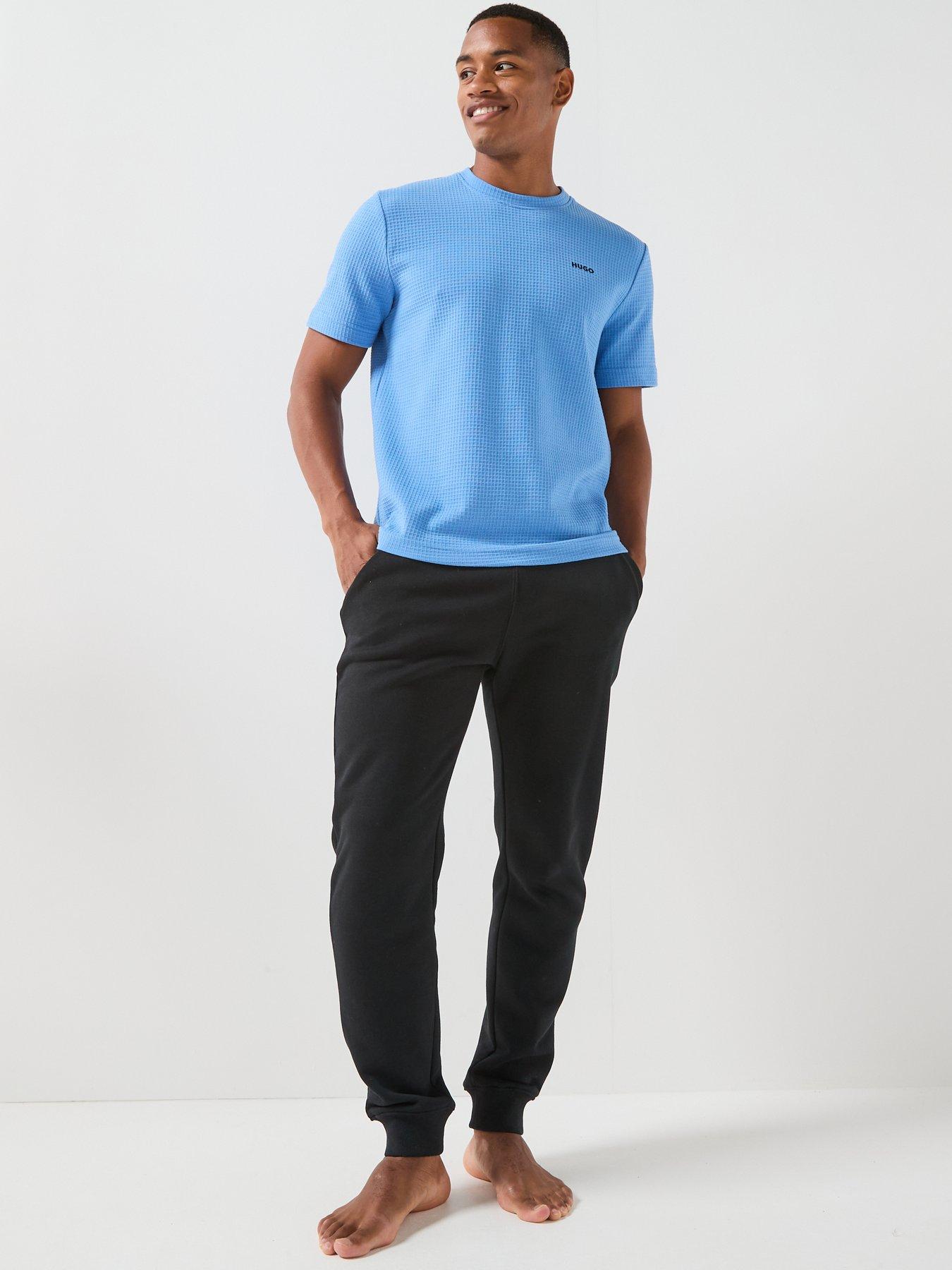 Image 3 of 6 of HUGO Austin Regular Fit Loungewear Waffle T-Shirt - Bright Blue